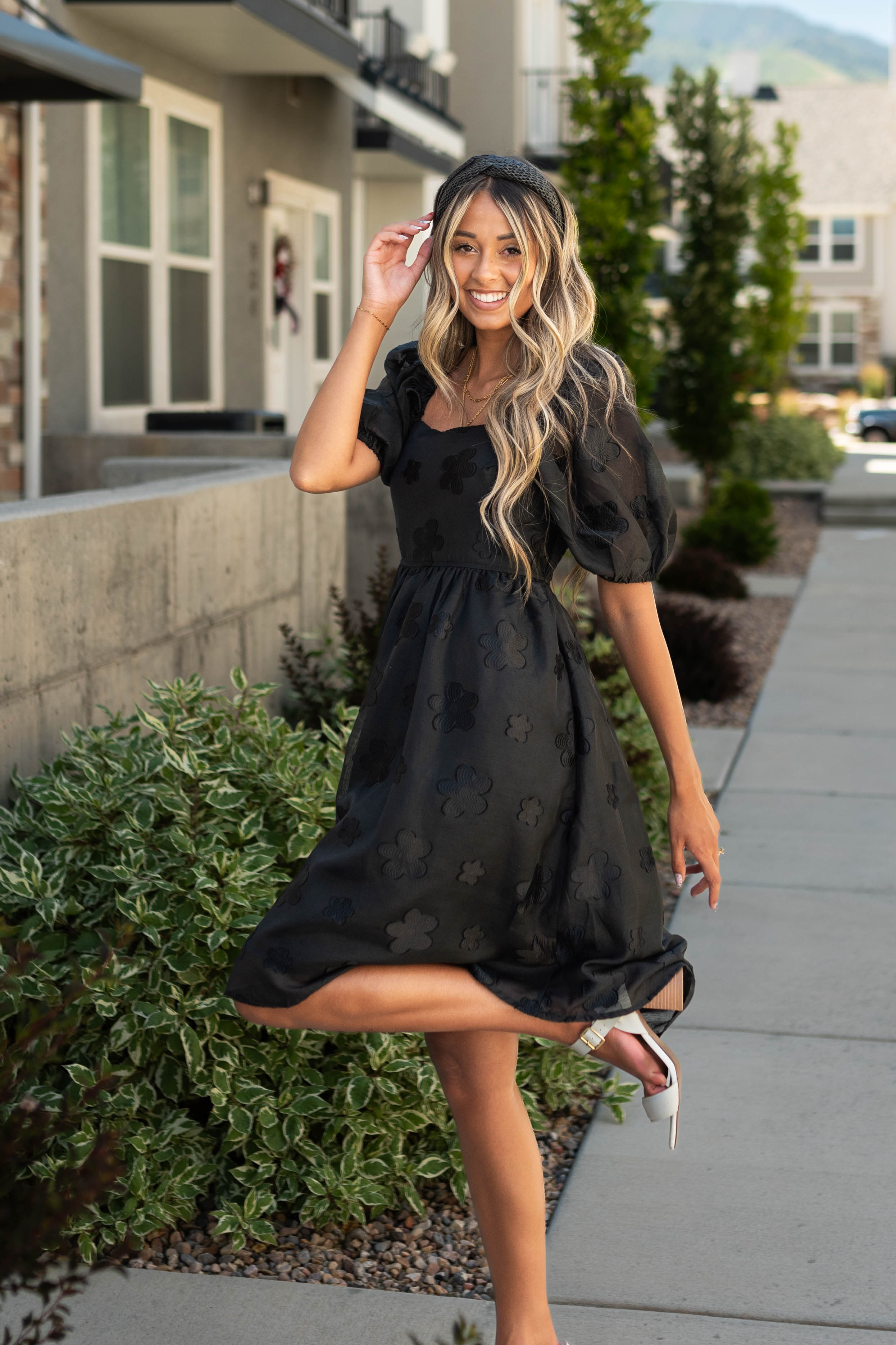 India Black Floral Dress