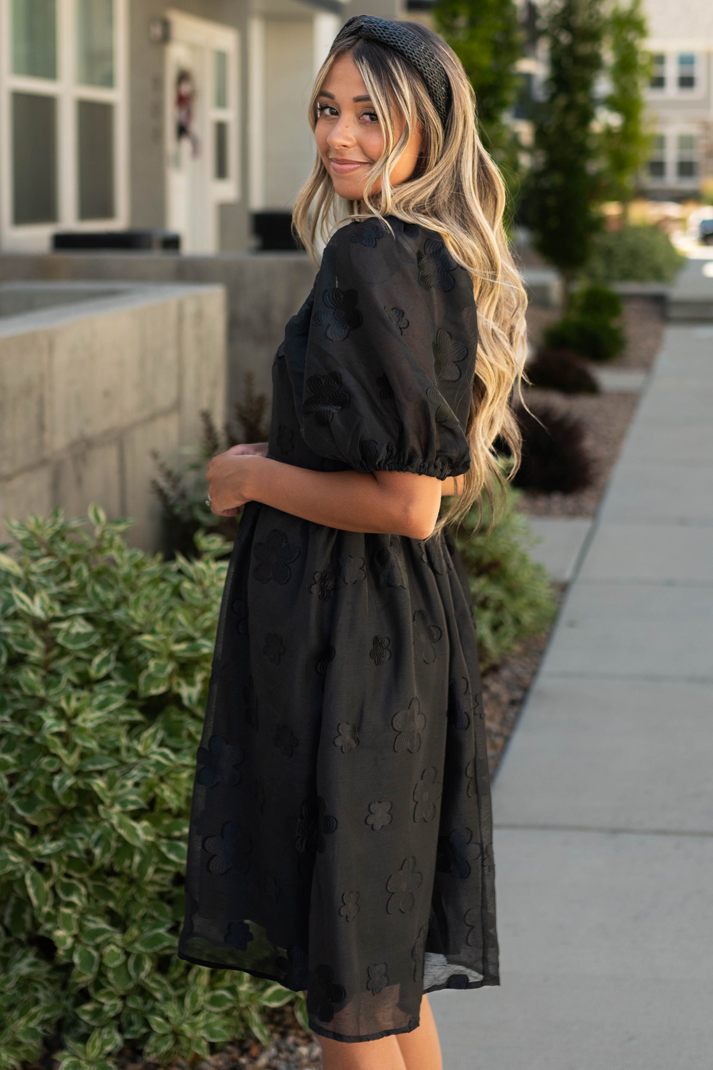 India Black Floral Dress