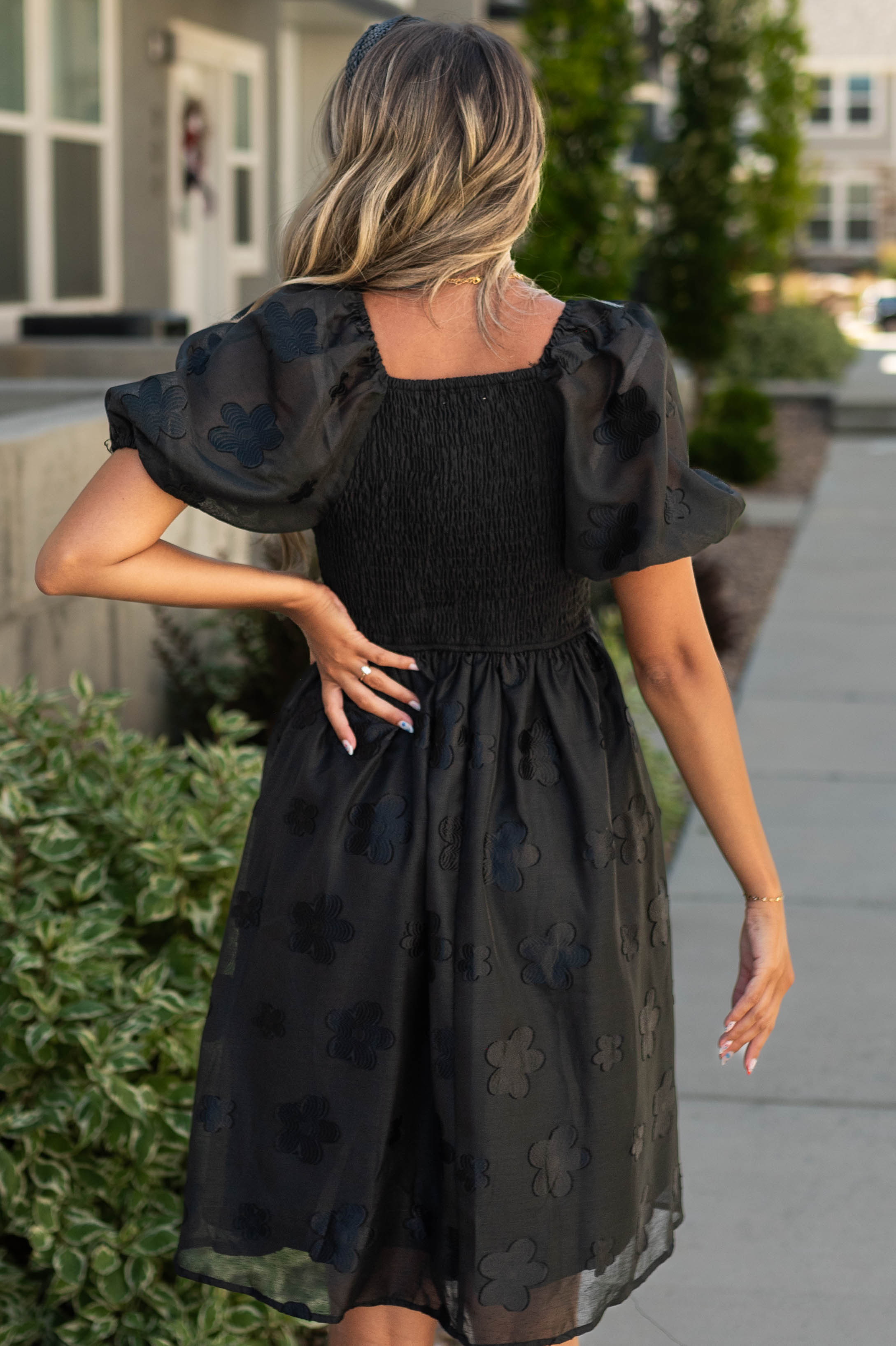 India Black Floral Dress