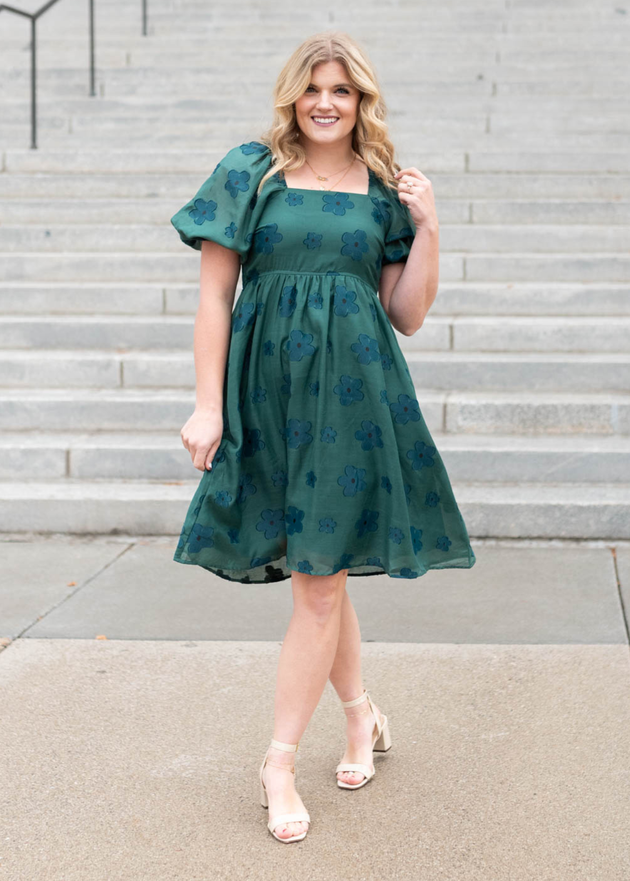 India Hunter Green Floral Dress