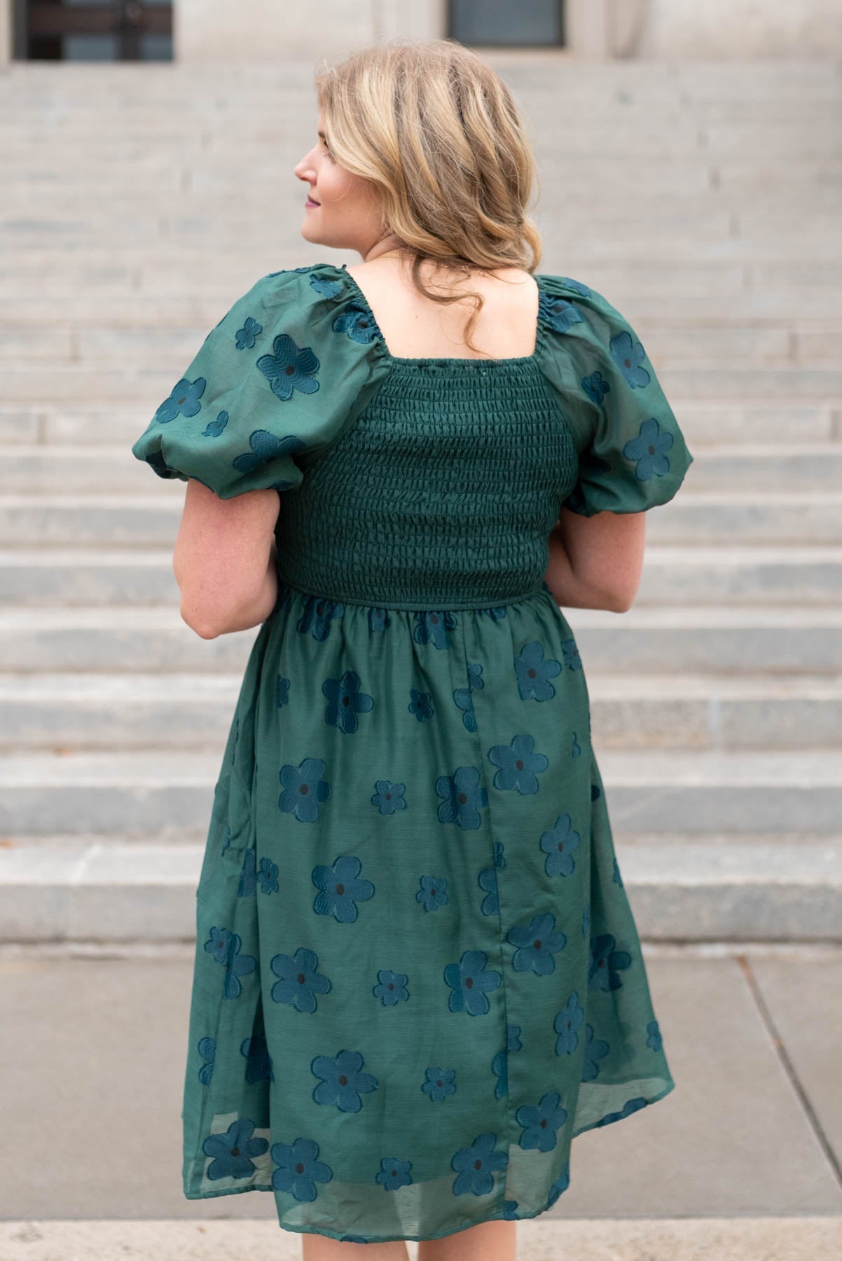 India Hunter Green Floral Dress
