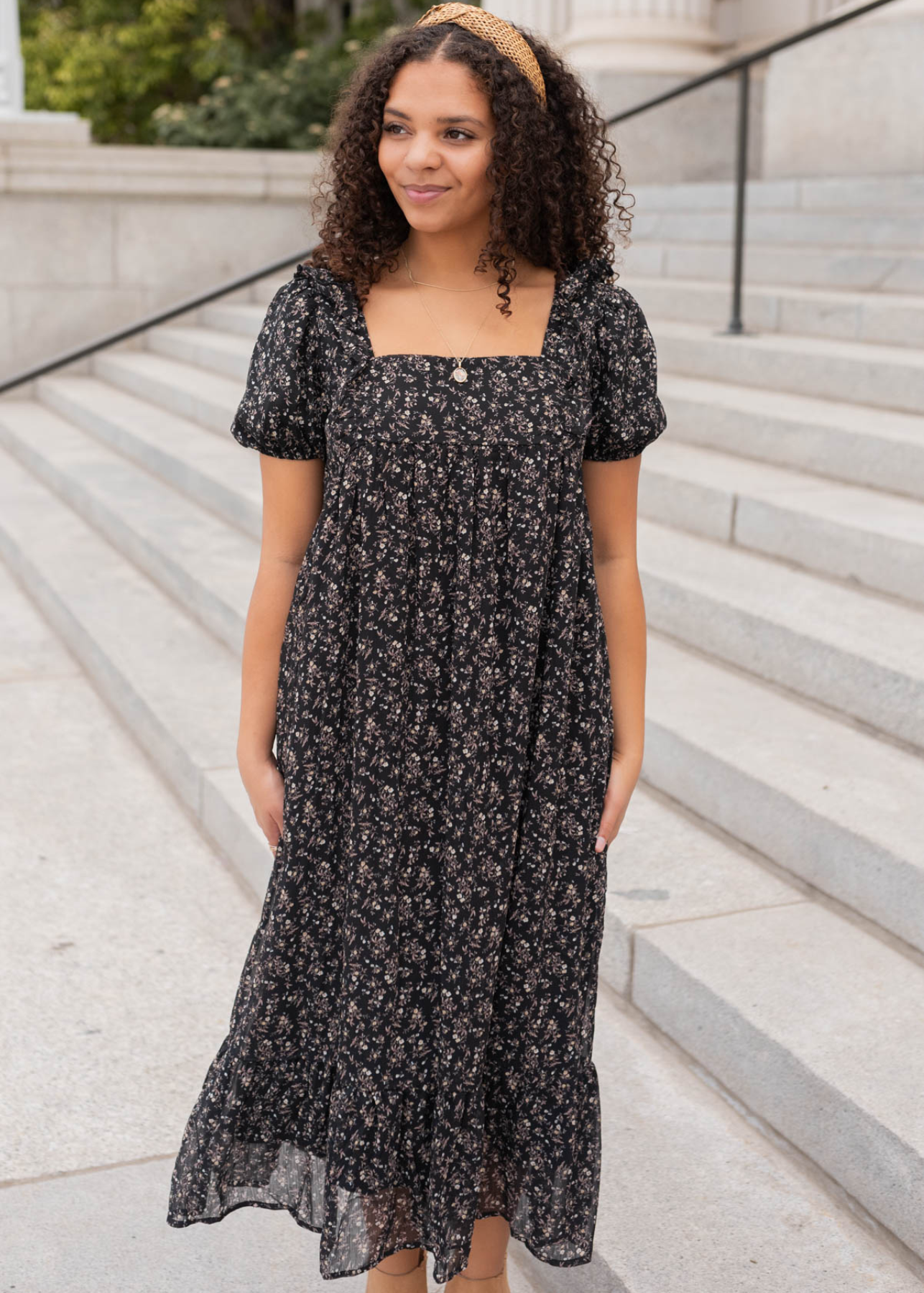 Irene Black Floral Dress