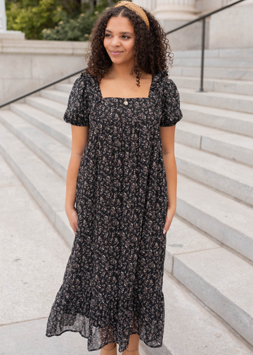 Irene Black Floral Dress