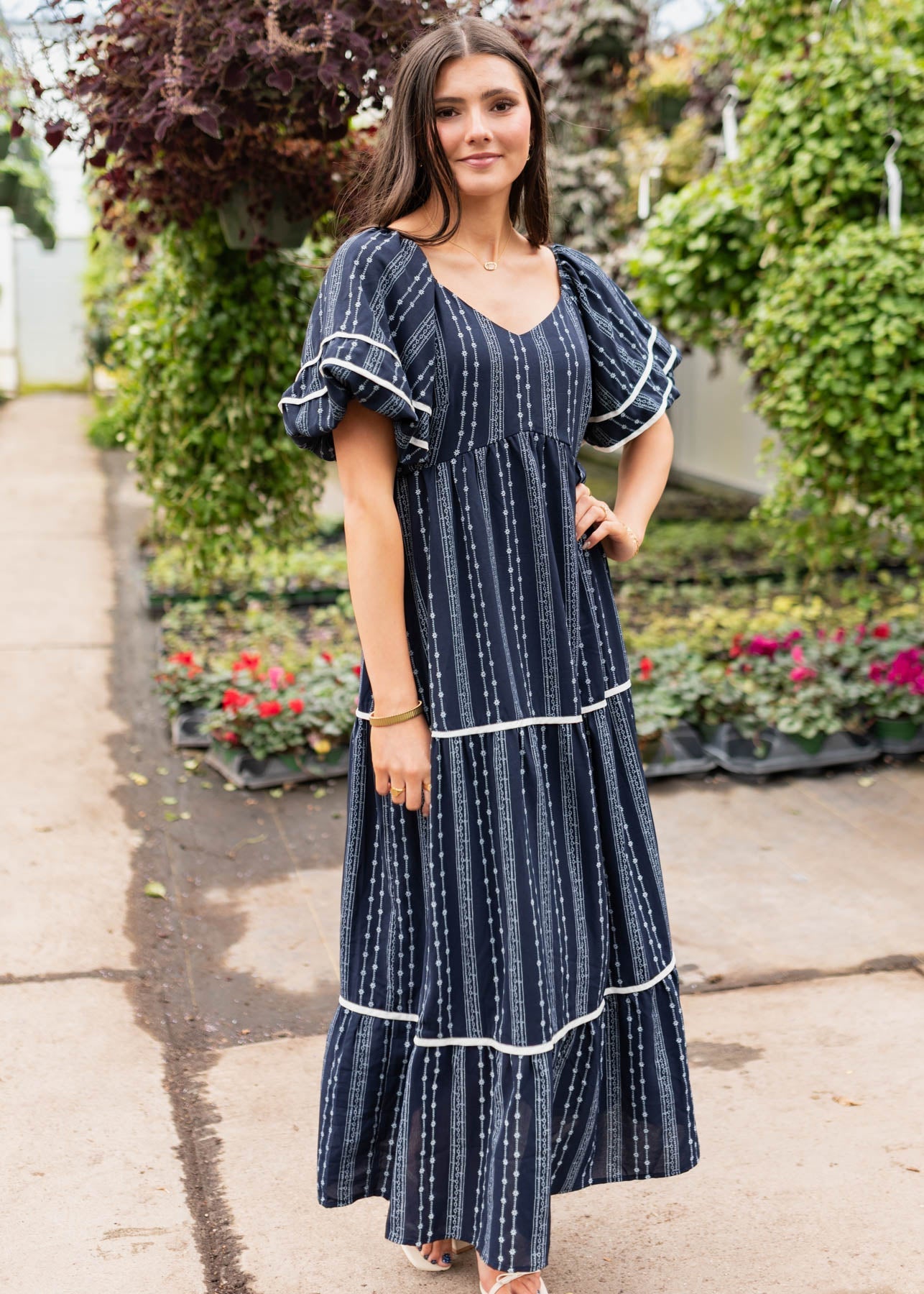 Irene Navy Floral Pattern Dress
