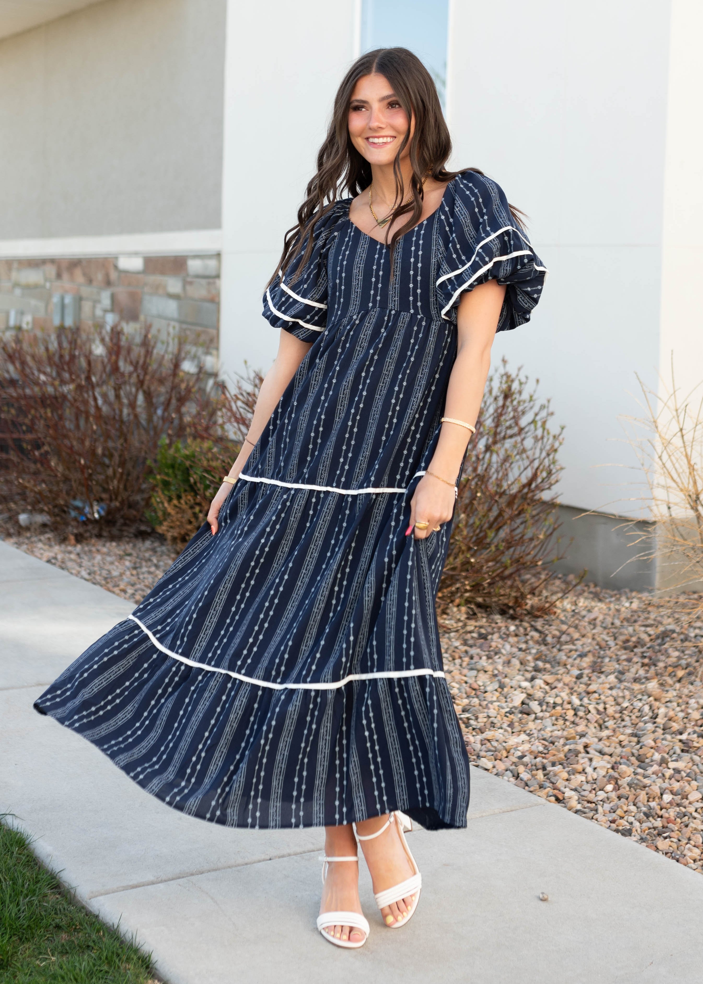 Irene Navy Floral Pattern Dress