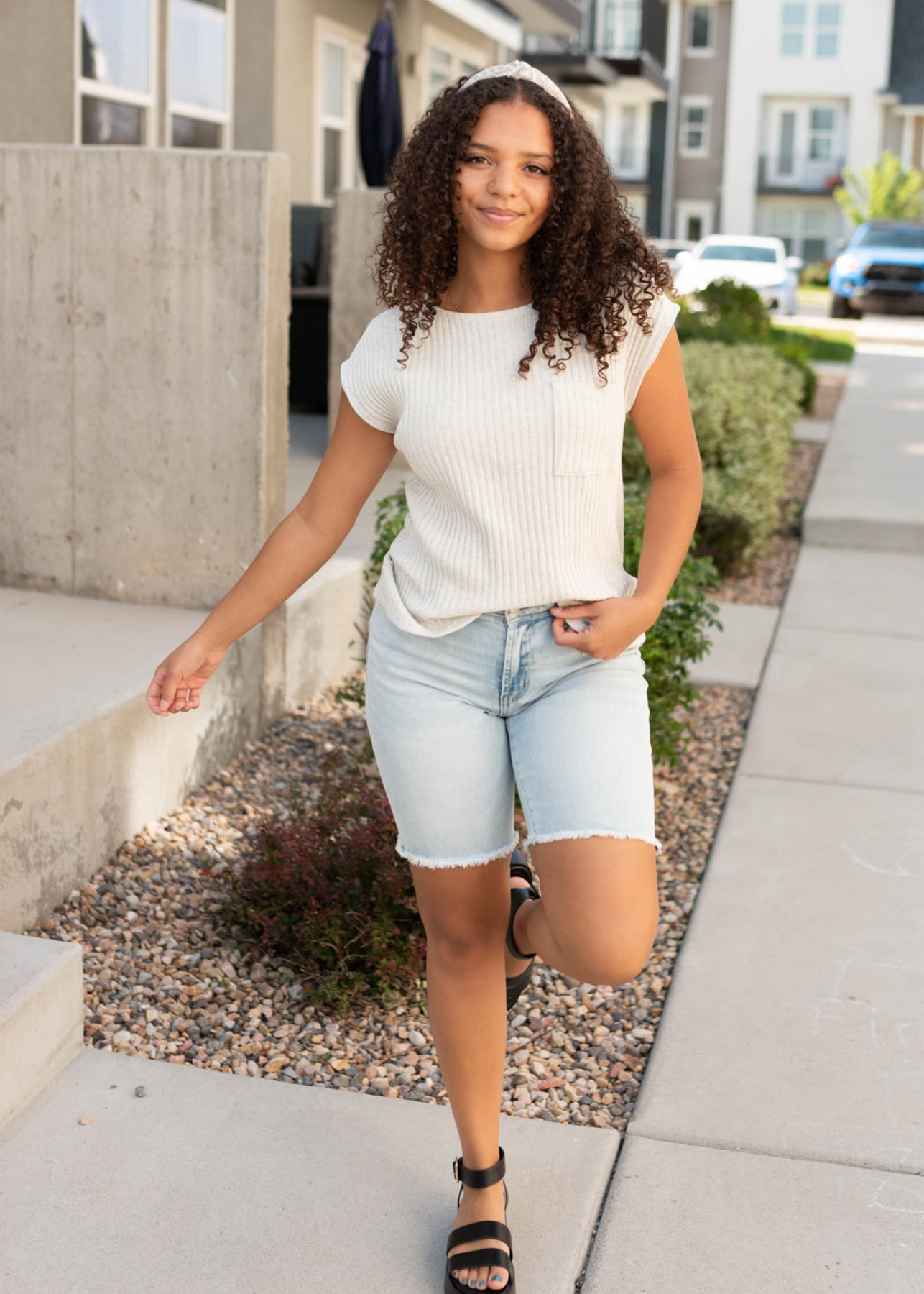 Iris Light Grey Ribbed Top