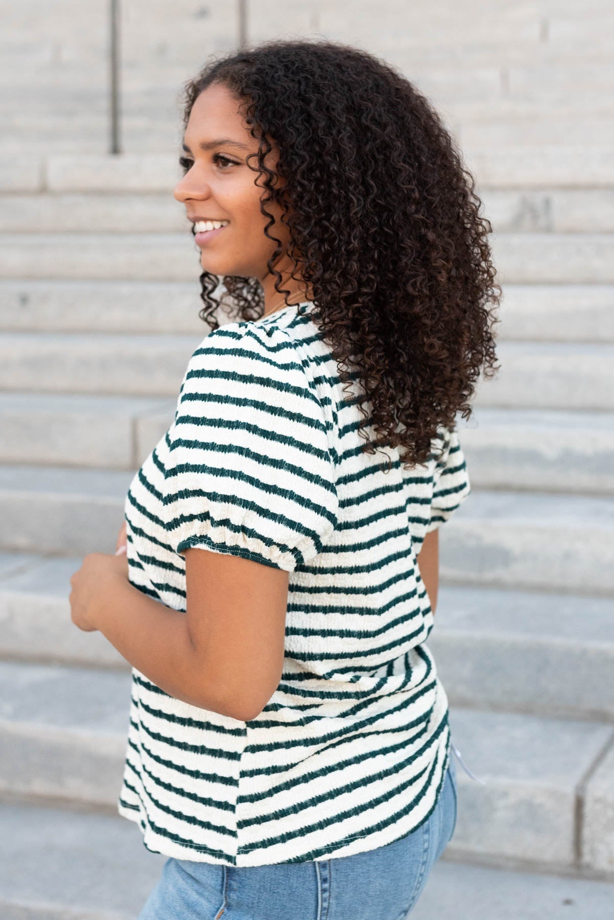 Isla Emerald Stripe Textured Top