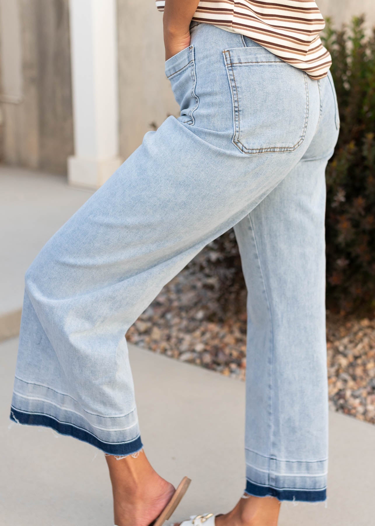 Ivie Light Denim Raw Hem Pants