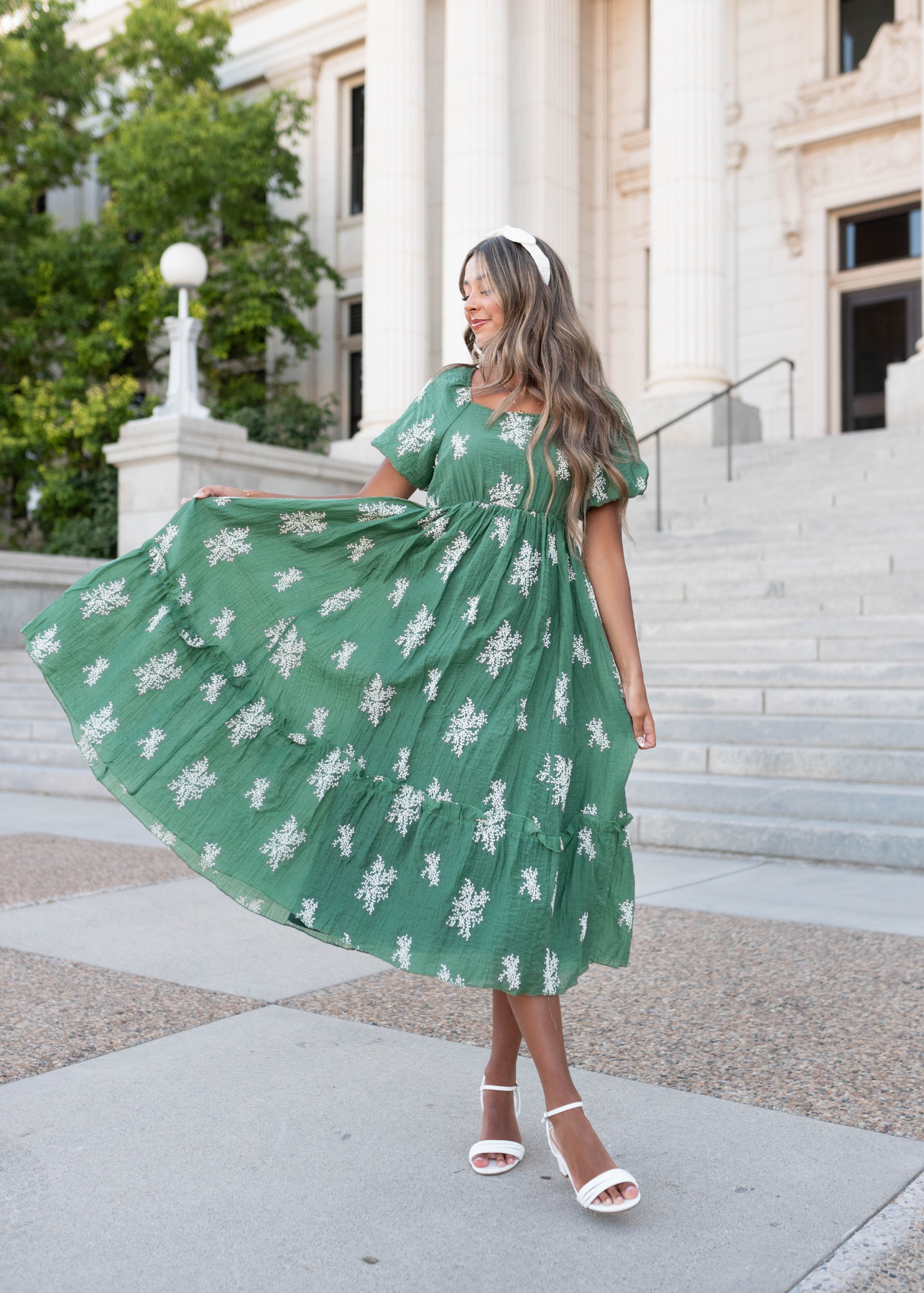 Jacie Emerald Green Embroidered Dress
