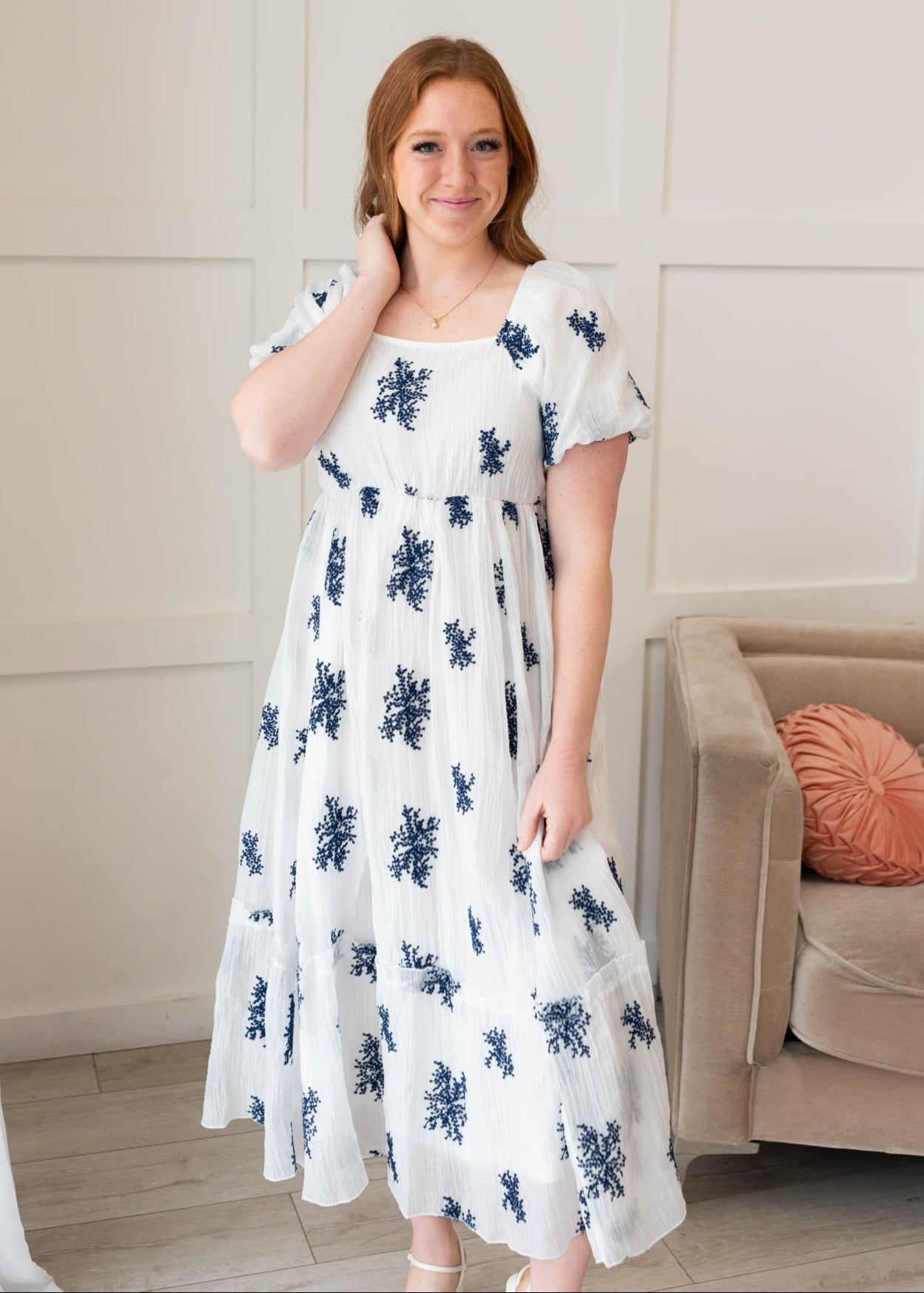 Jacie Ivory Embroidered Dress