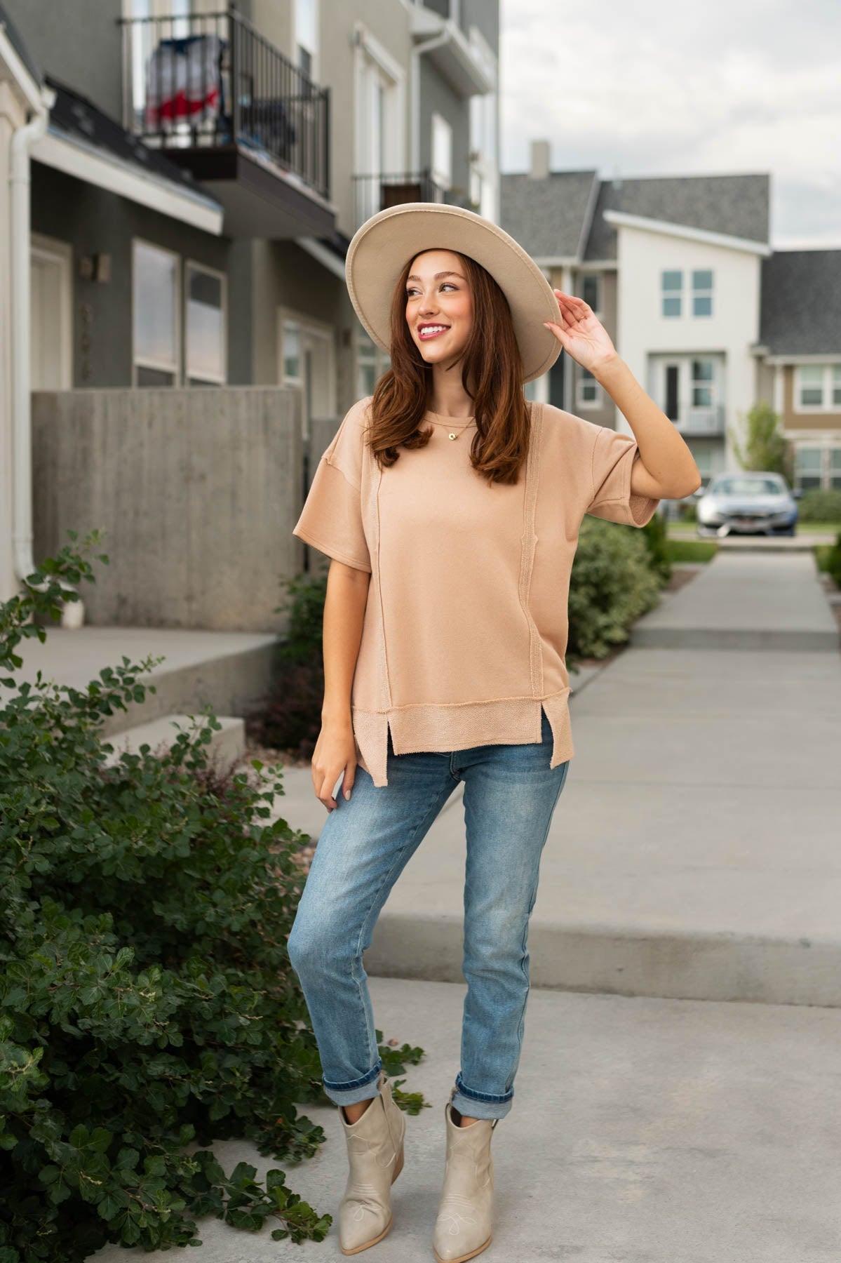 Jacqueline Taupe Top