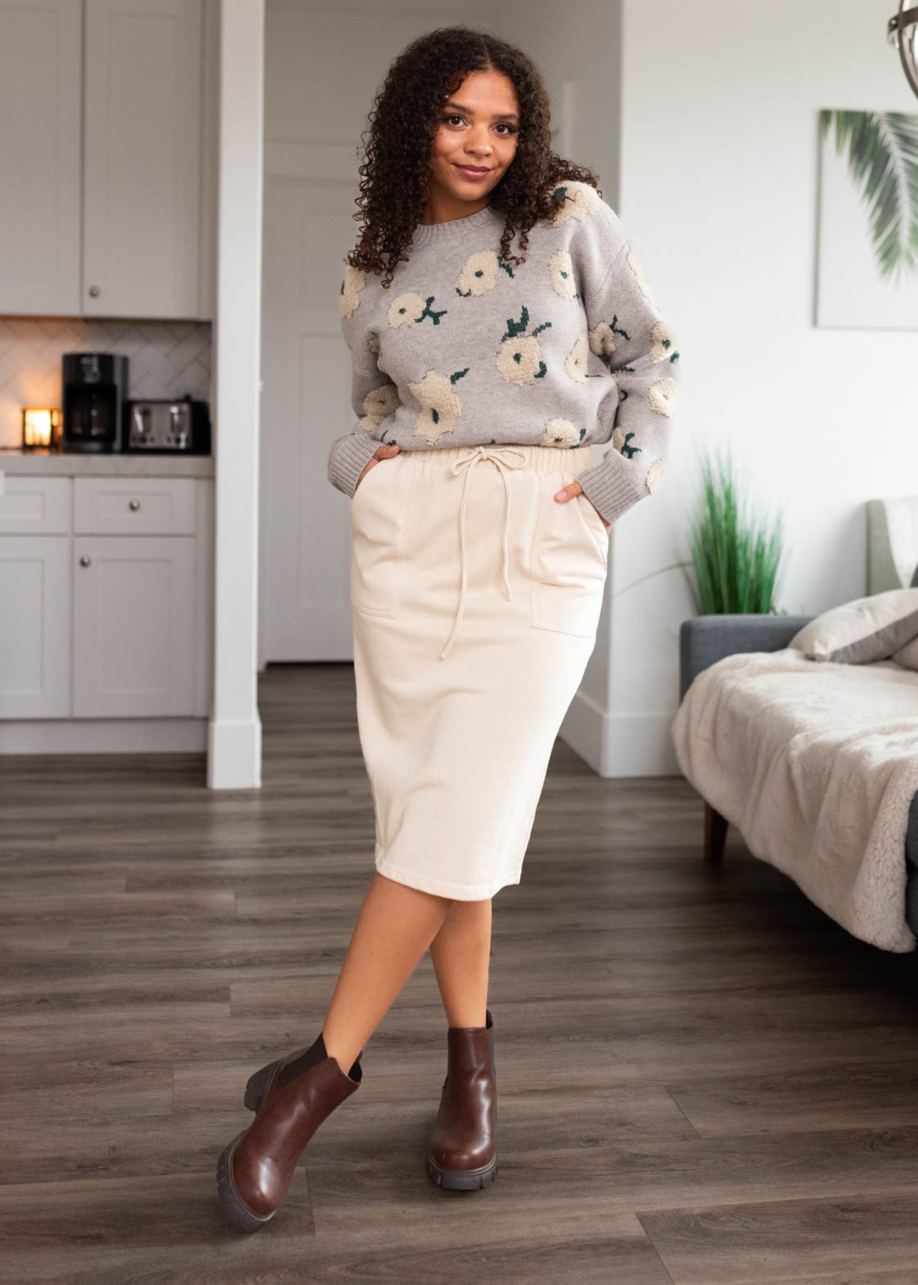 Jaime Oatmeal Knit Skirt