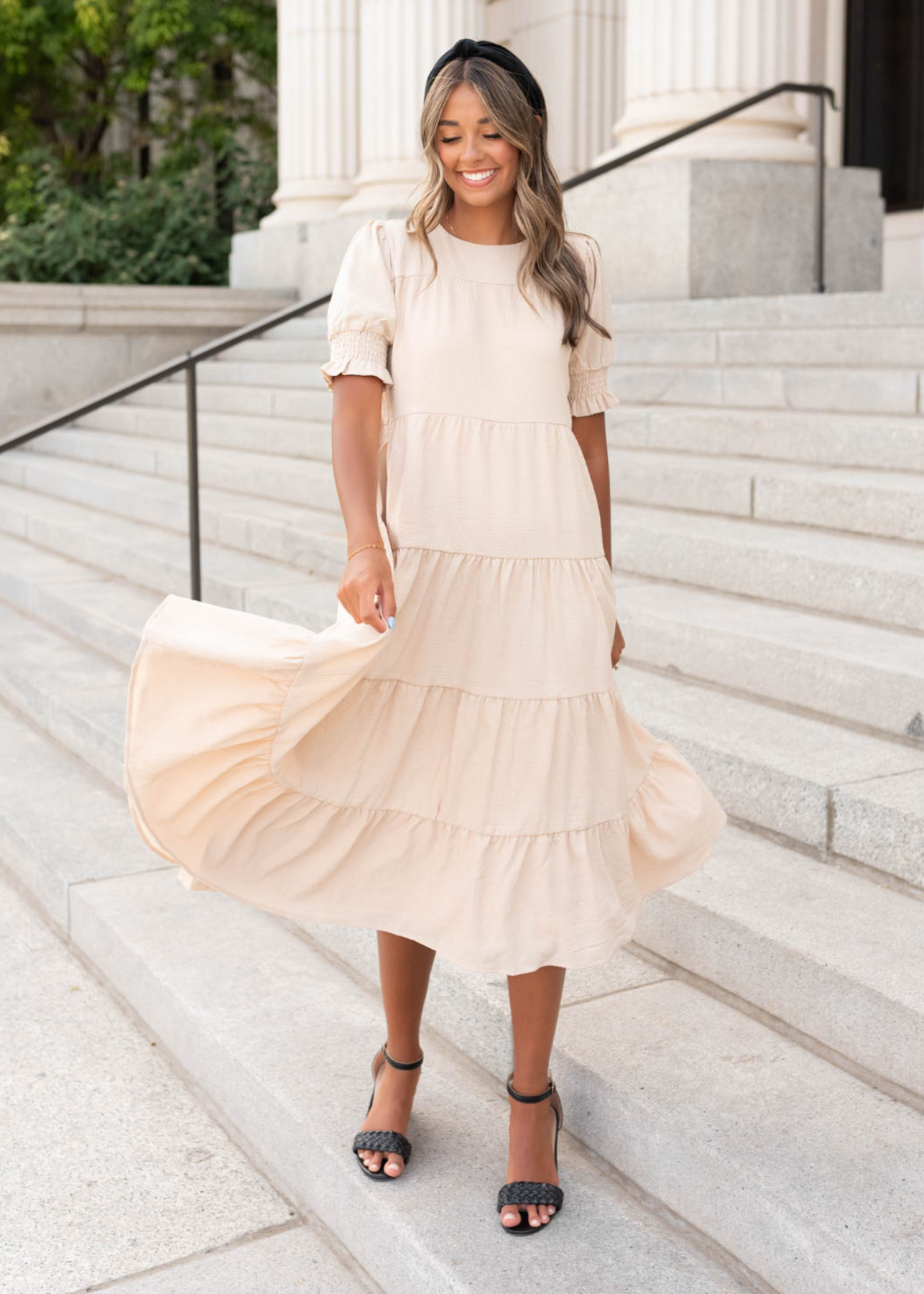 Janessa Tiered Cream Dress