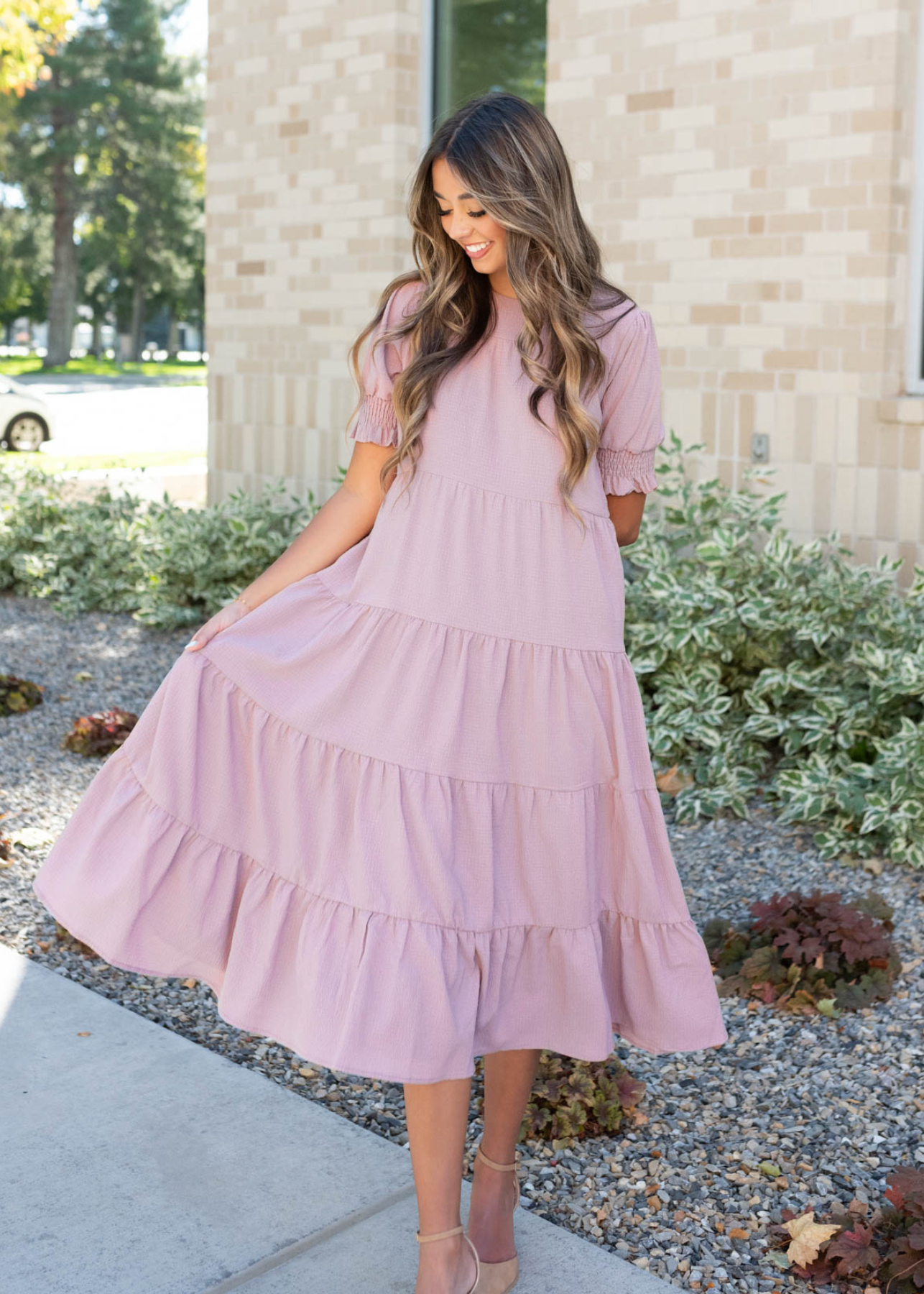 Janessa Tiered Dusty Lilac Dress