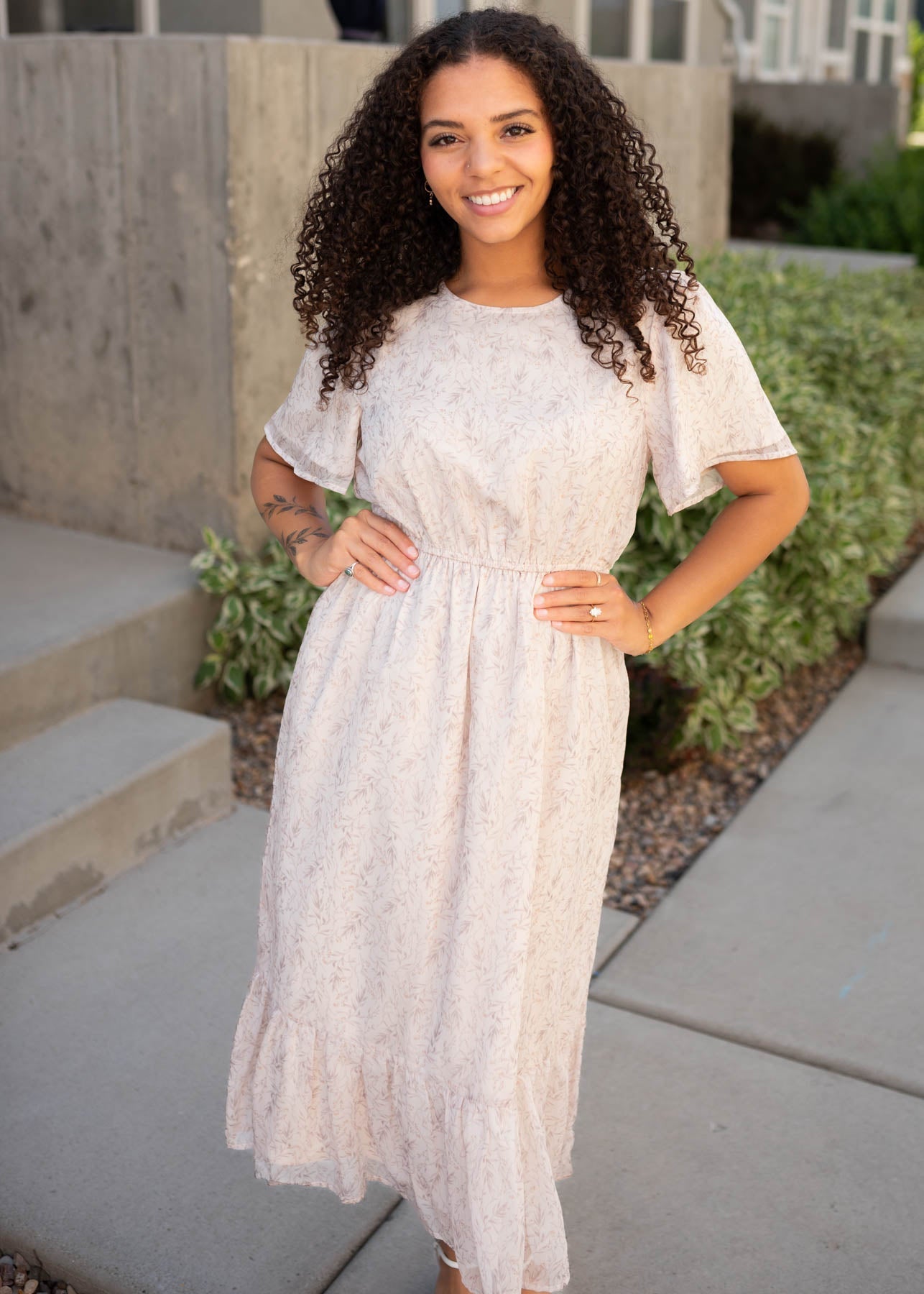 Jasmine Beige Floral Dress