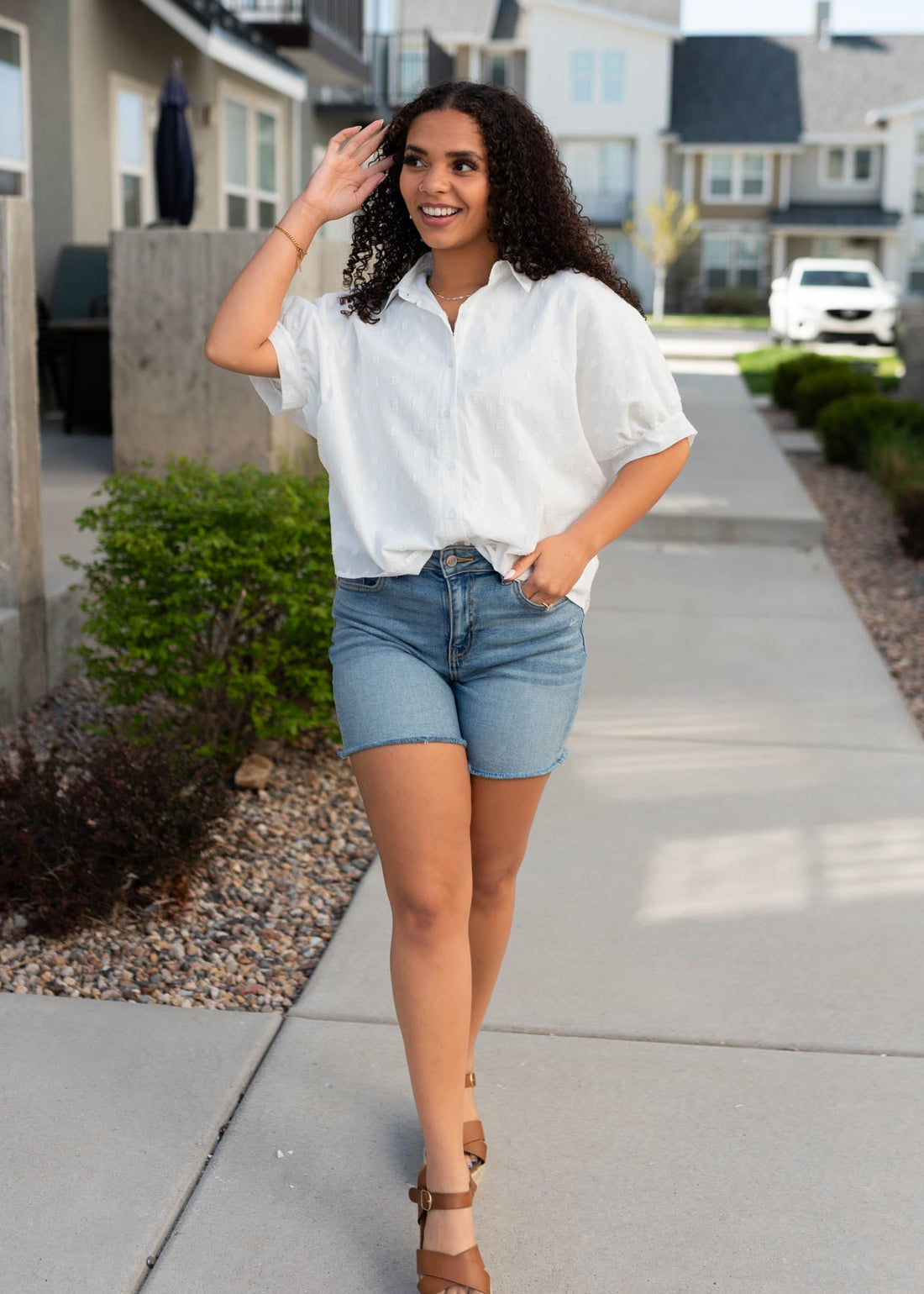 Jayci White Button Down Top