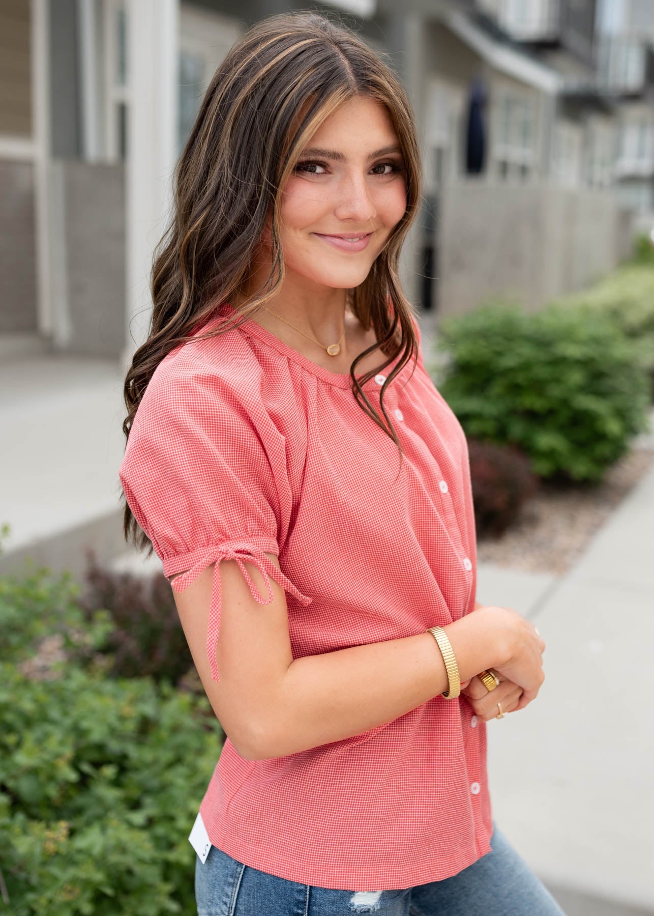 Jaydie Red Gingham Top