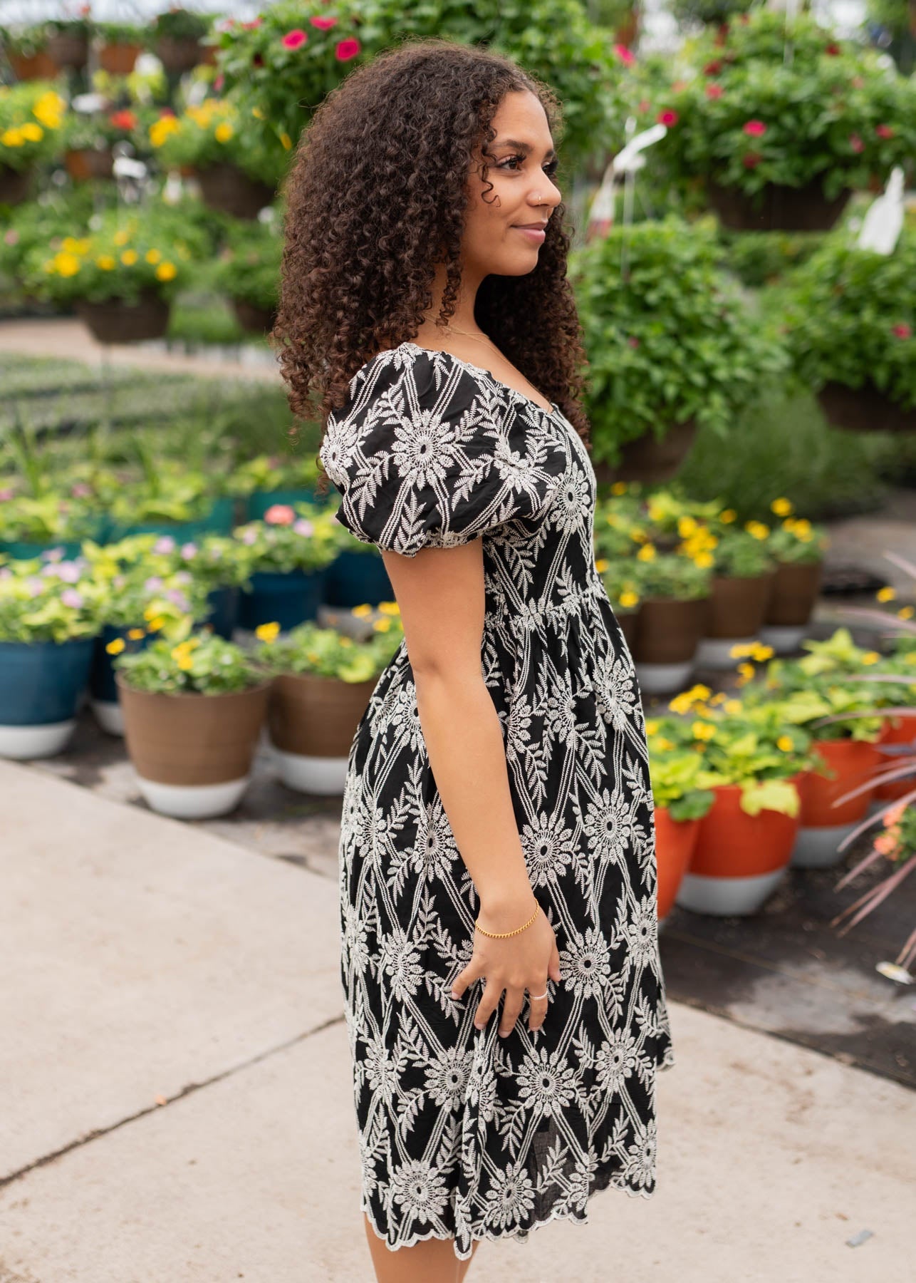 Jaylene Black Embroidered Dress