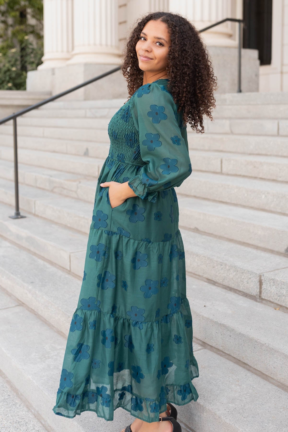 Jenny Dark Green Floral Dress