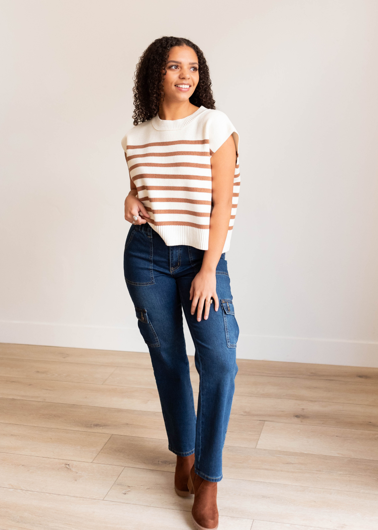 Jerikah Mocha Stripe Sweater Vest