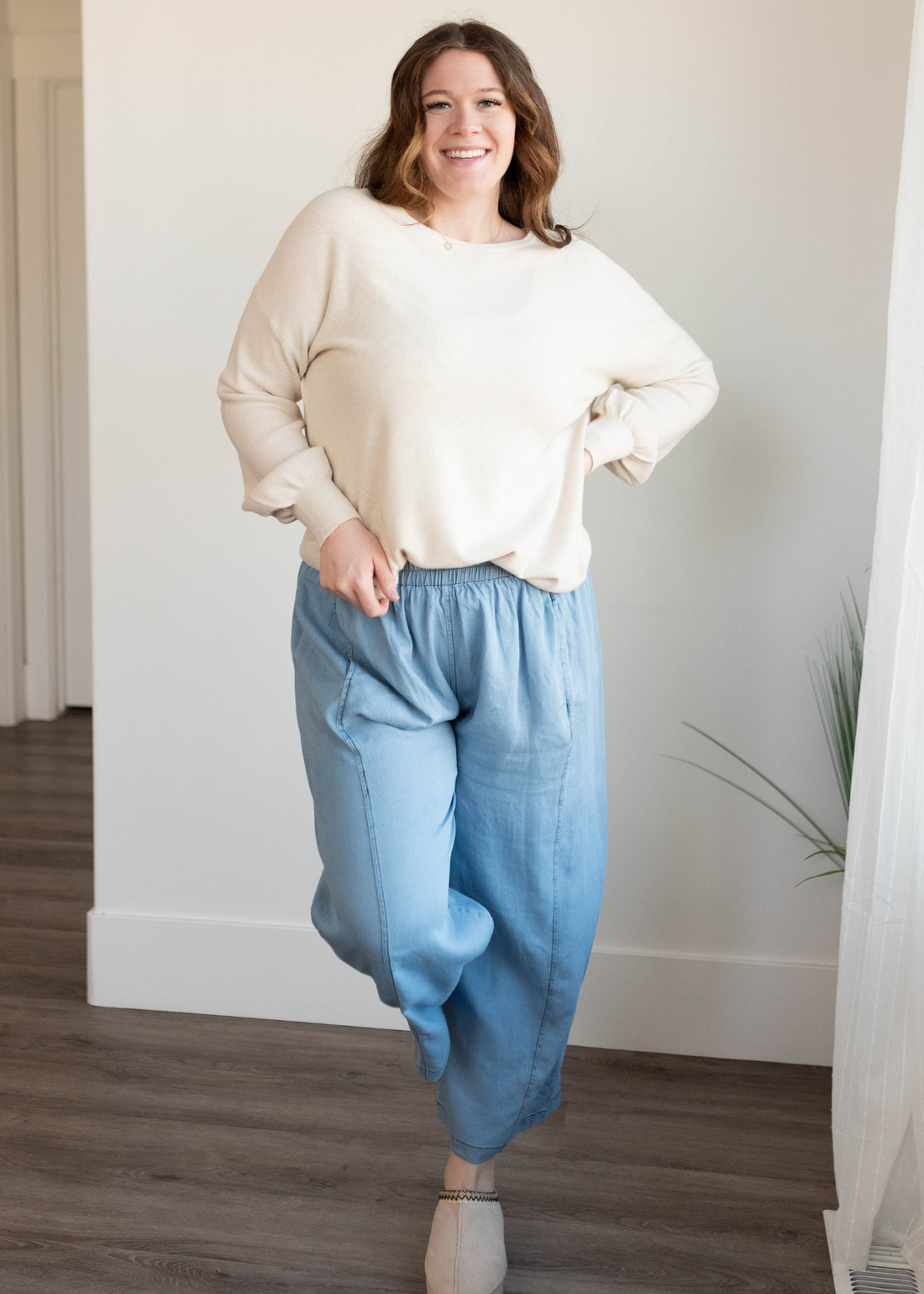 Joci Oatmeal Waffle Long Sleeve Top