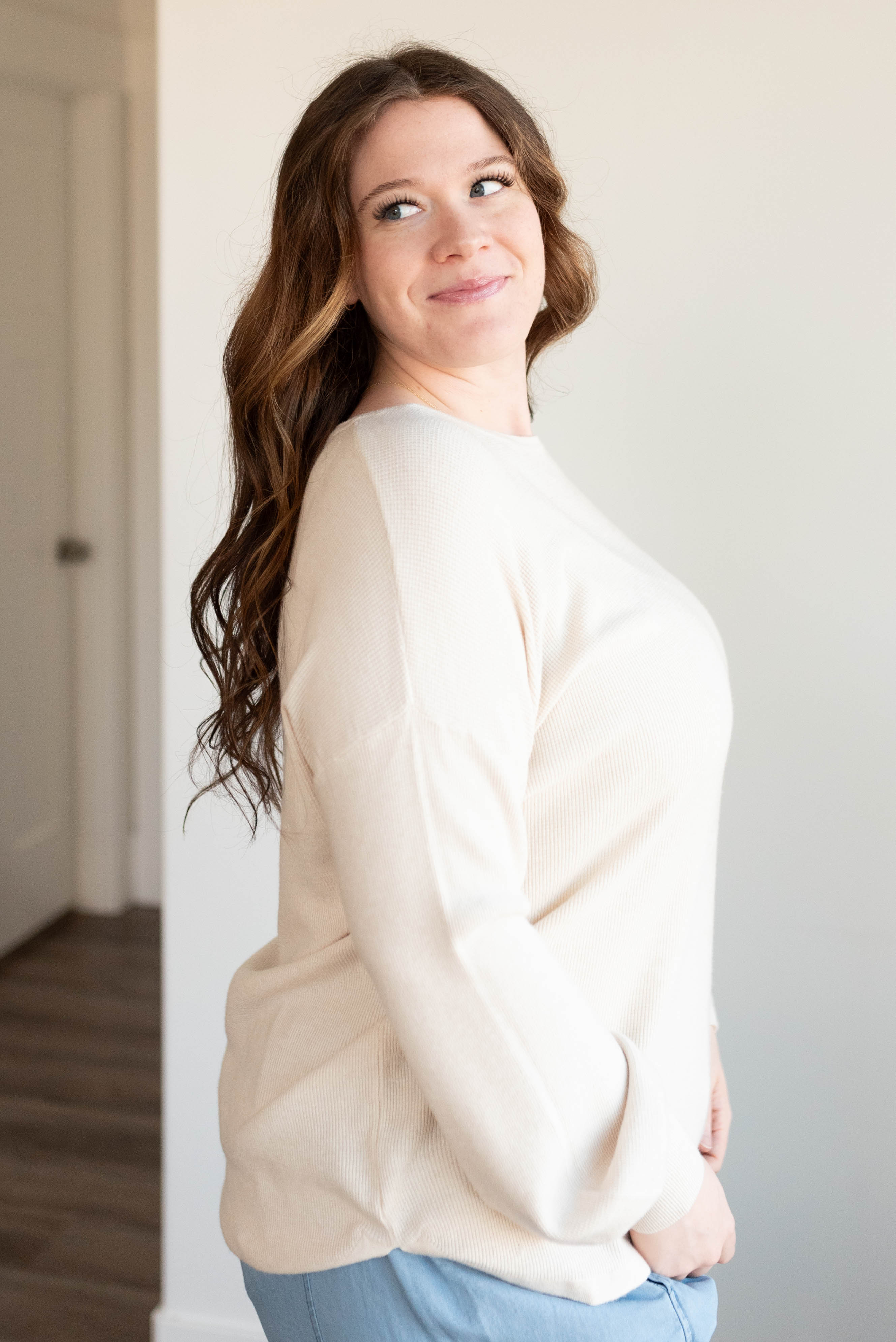 Joci Oatmeal Waffle Long Sleeve Top