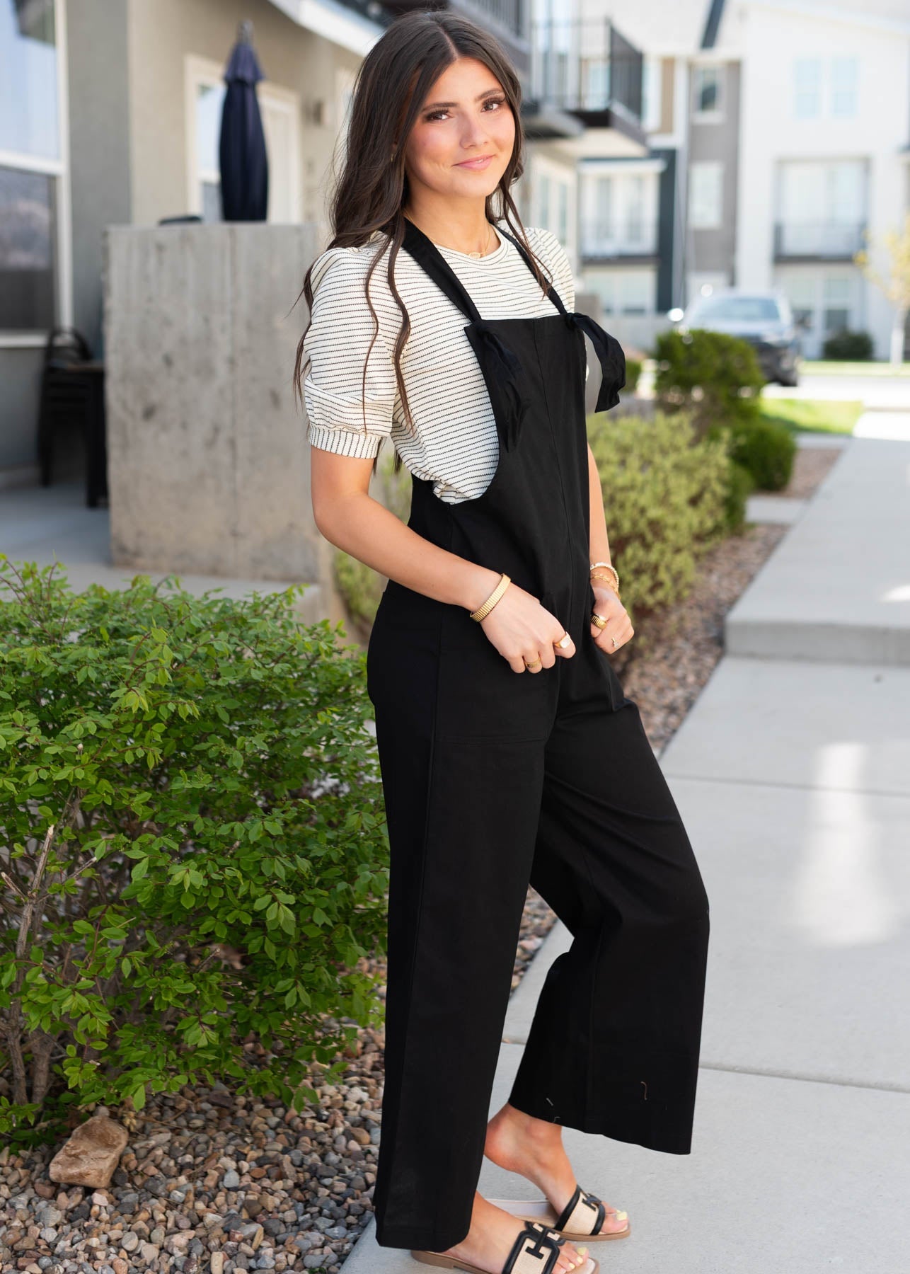 Jodi Black Knot Strap Overall