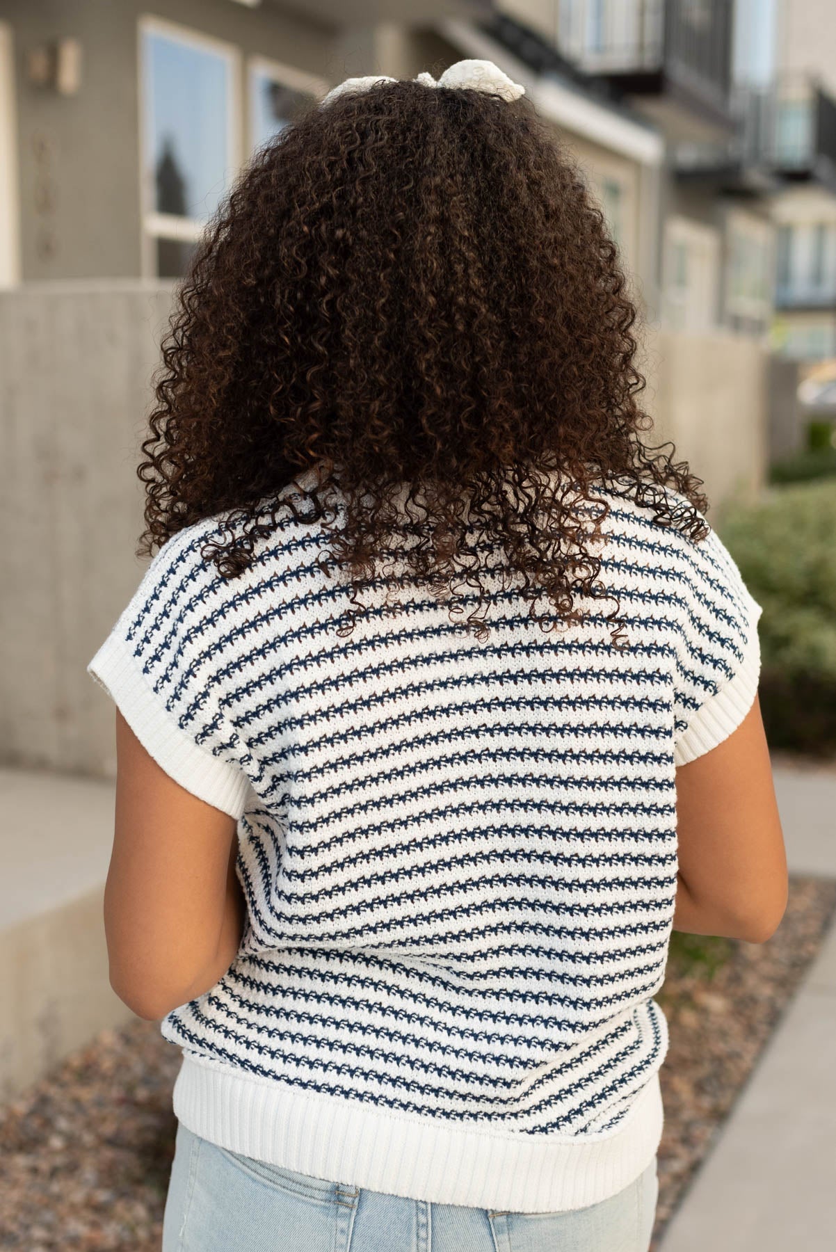 Jordyn Navy Blue Stripe Sweater Top