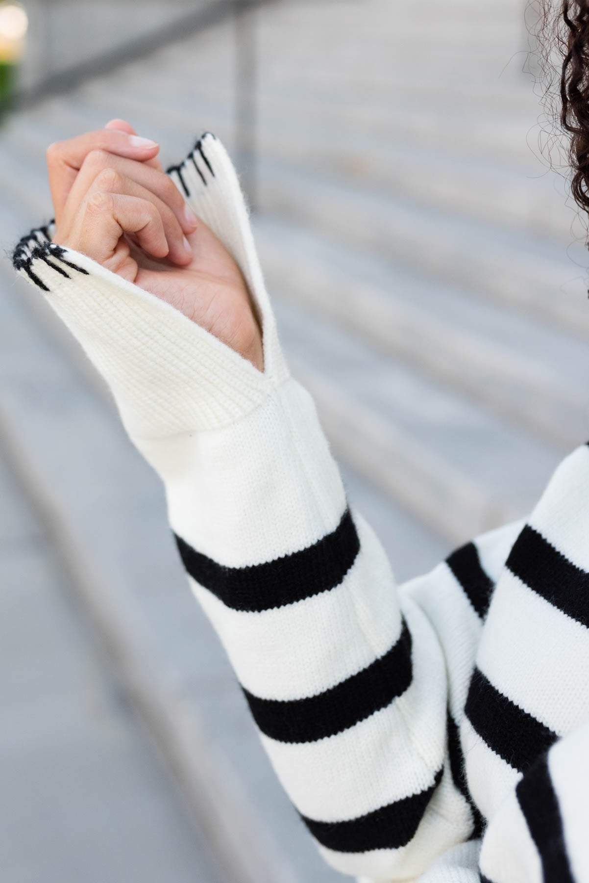 Jovie Ivory Black Stripe Sweater