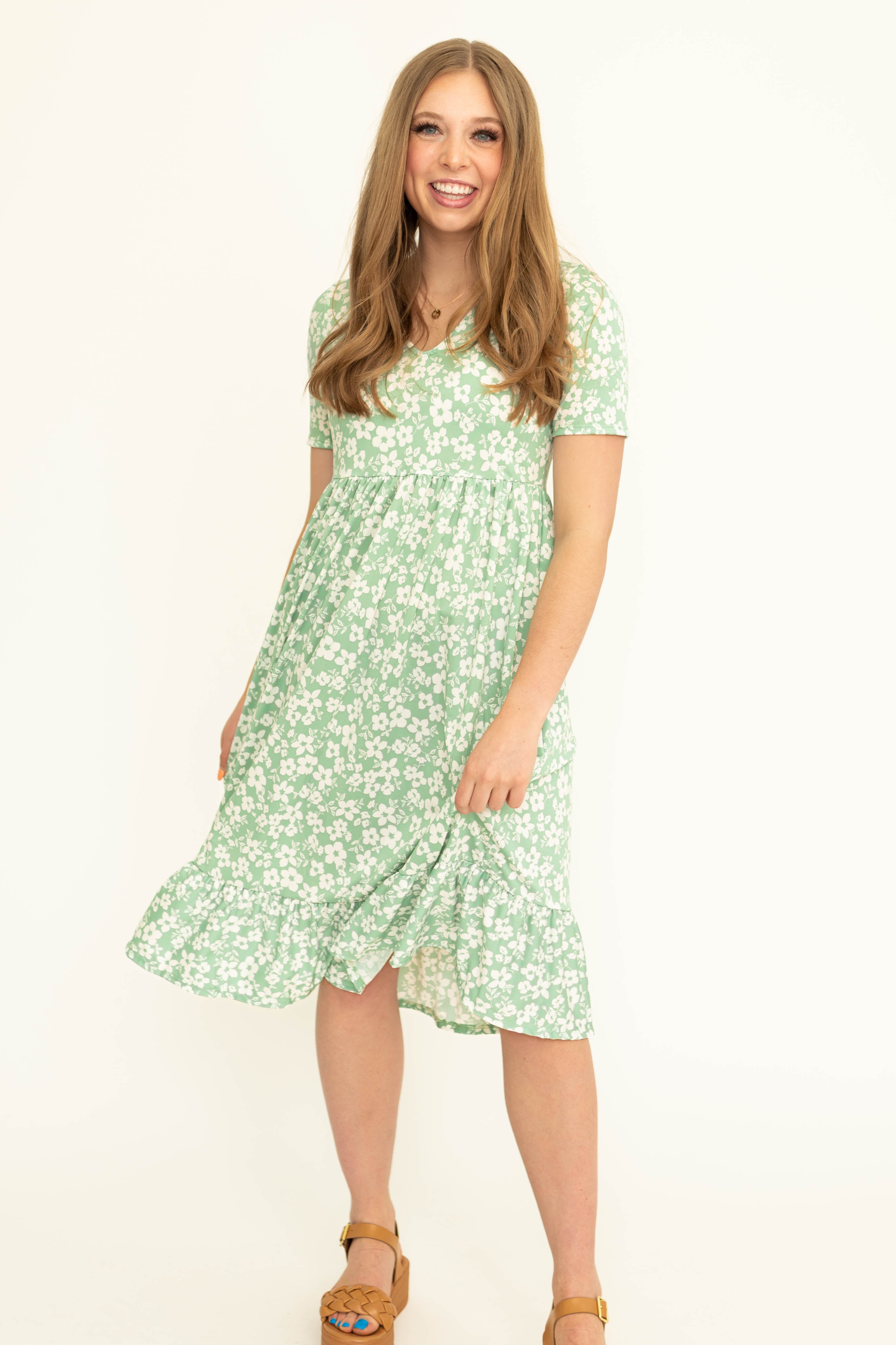 Jules Mint Floral Dress