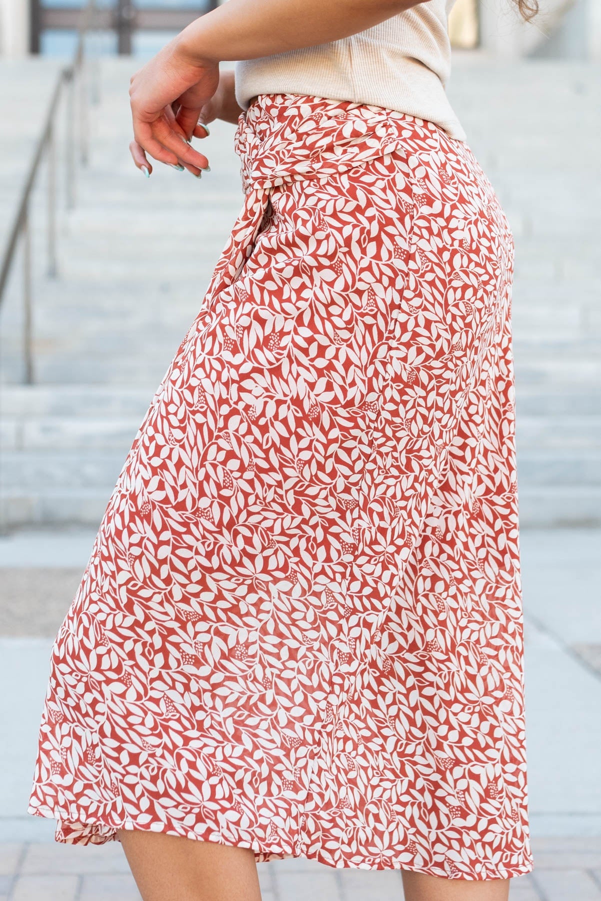Kaelyn Rust Floral Knot Skirt
