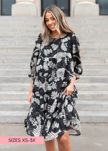 Kamilia Black Floral Dress