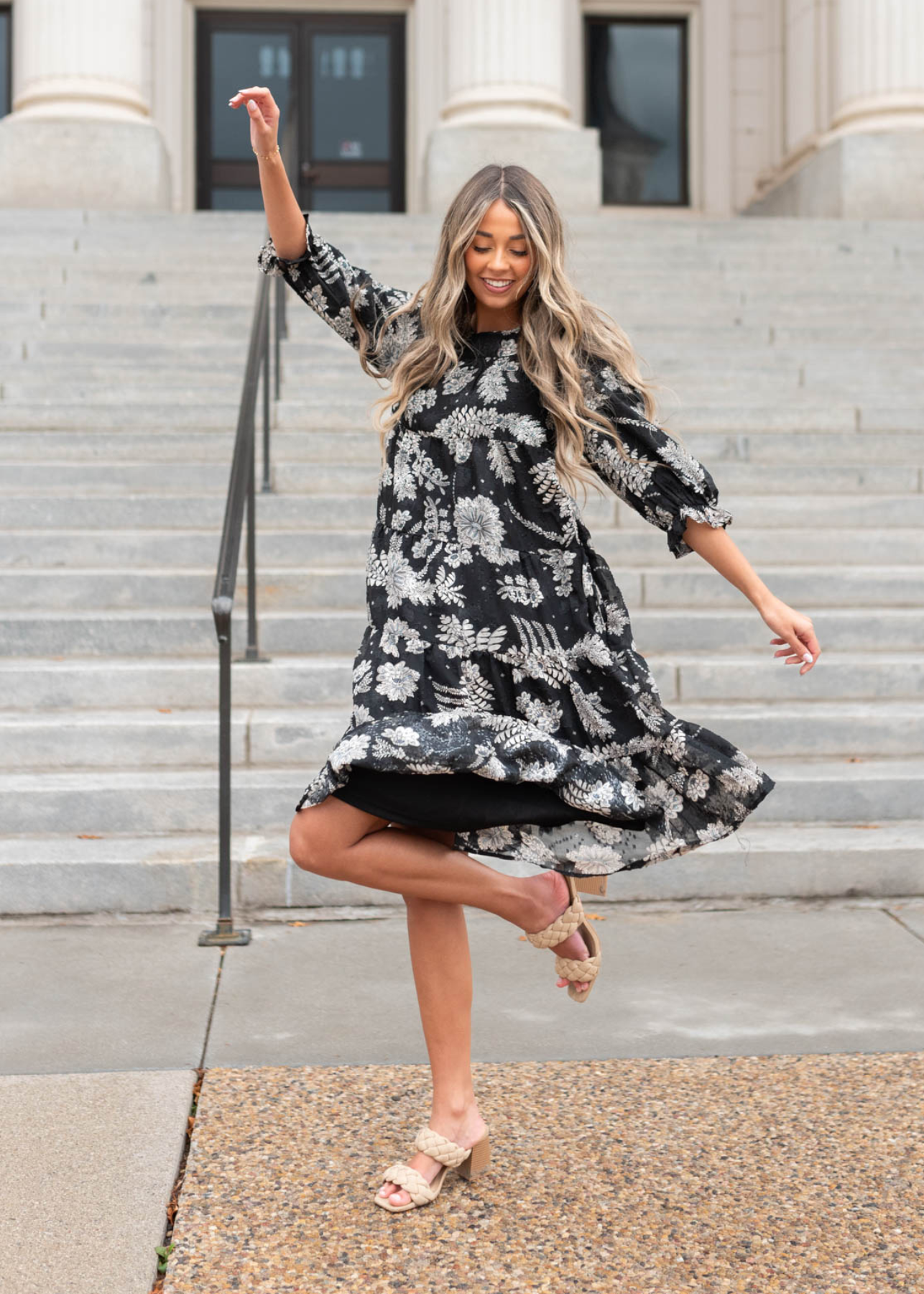 Kamilia Black Floral Dress