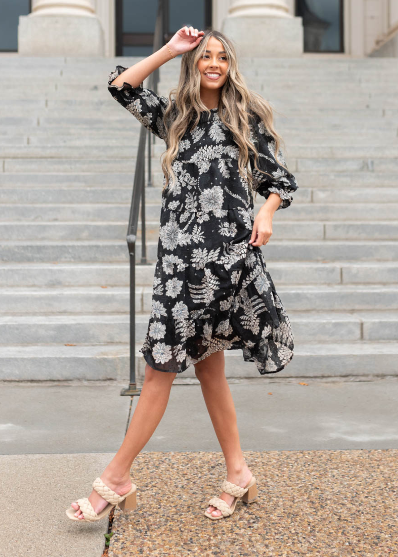 Kamilia Black Floral Dress