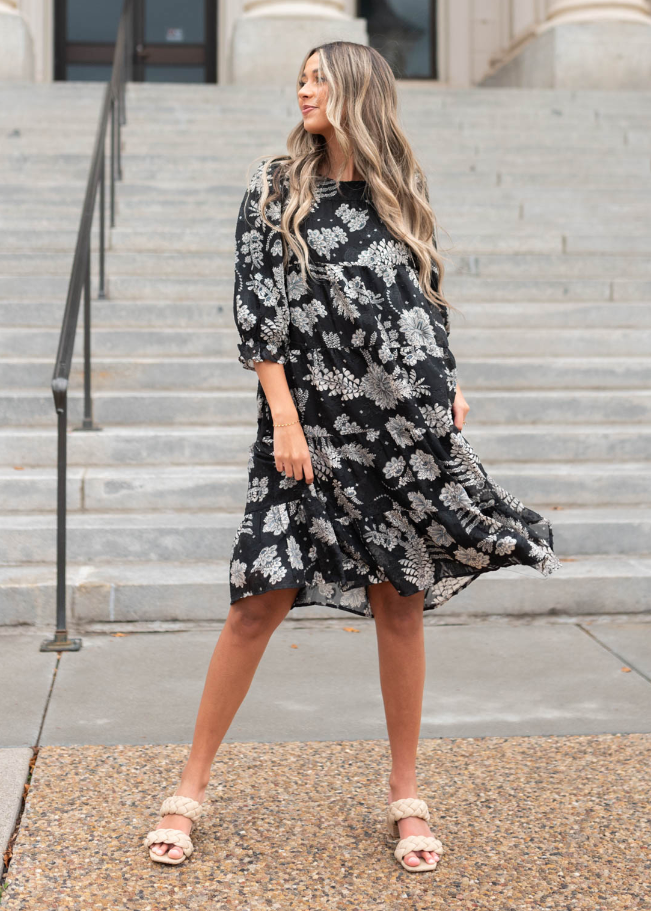 Kamilia Black Floral Dress