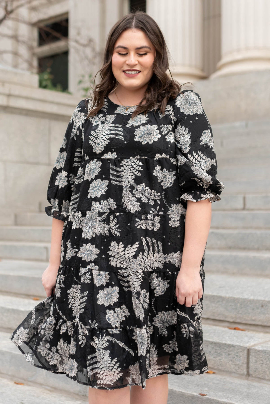 Kamilia Black Floral Dress