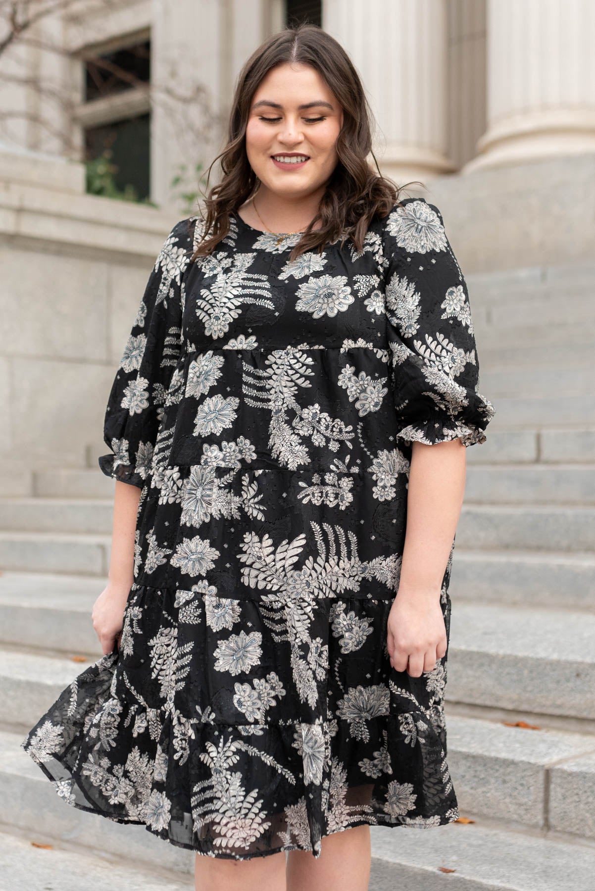 Kamilia Black Floral Dress