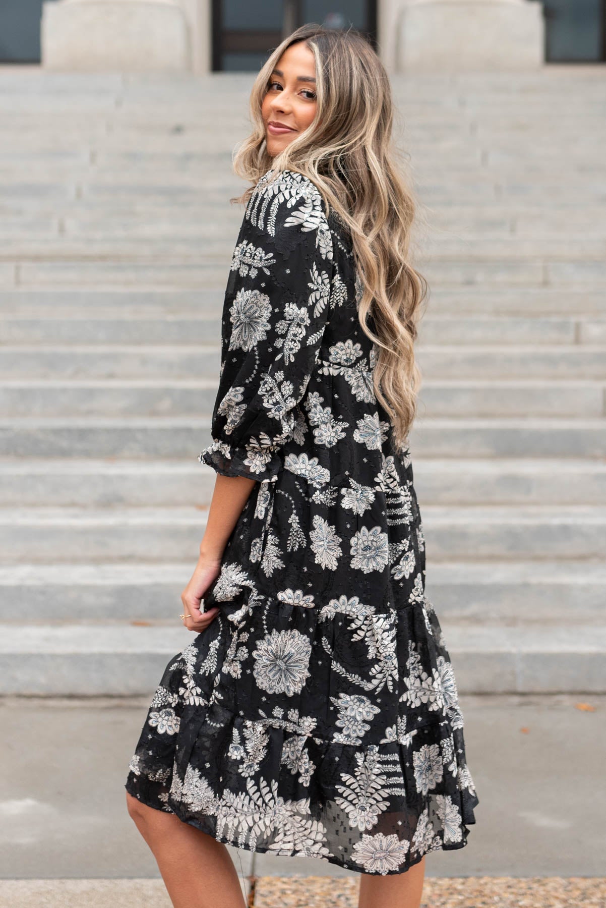 Kamilia Black Floral Dress