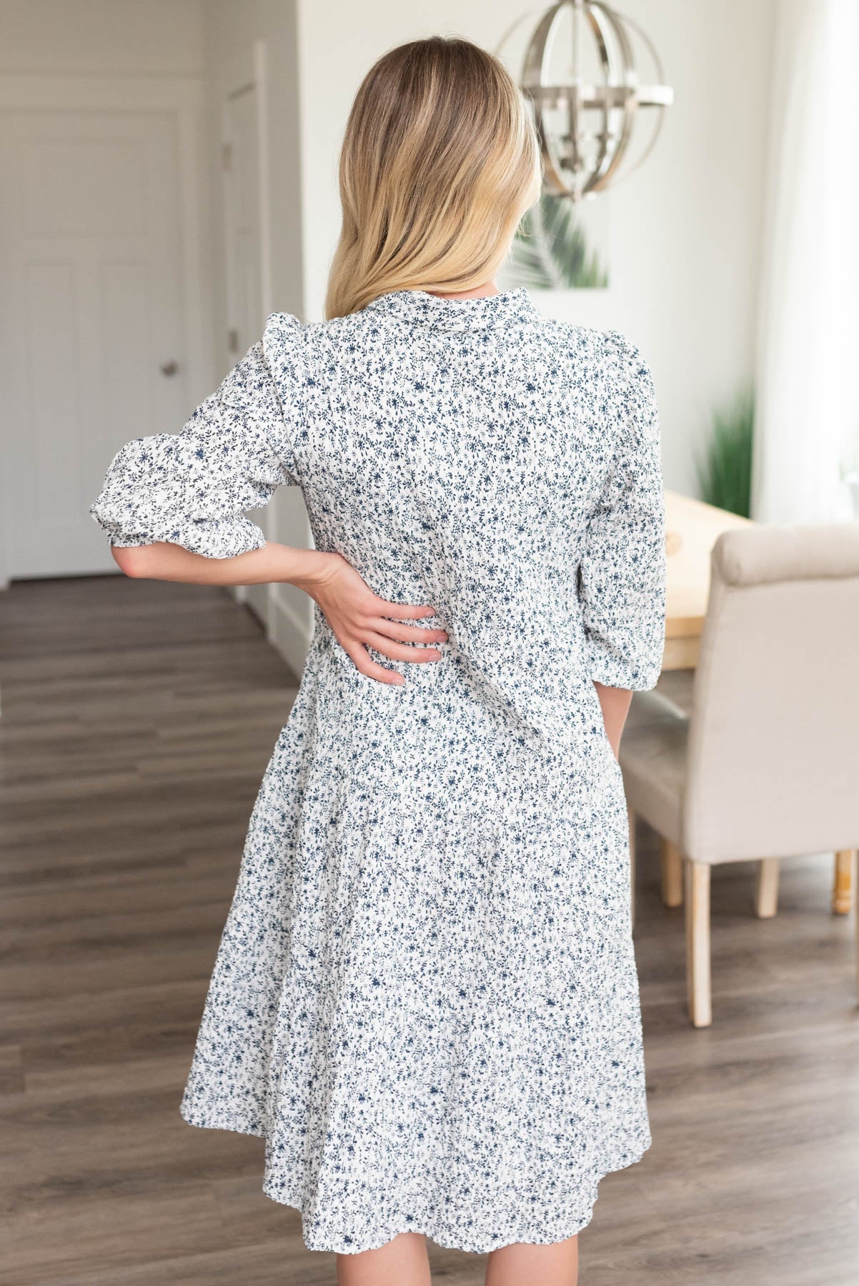 Kamrey Blue Floral Button Dress