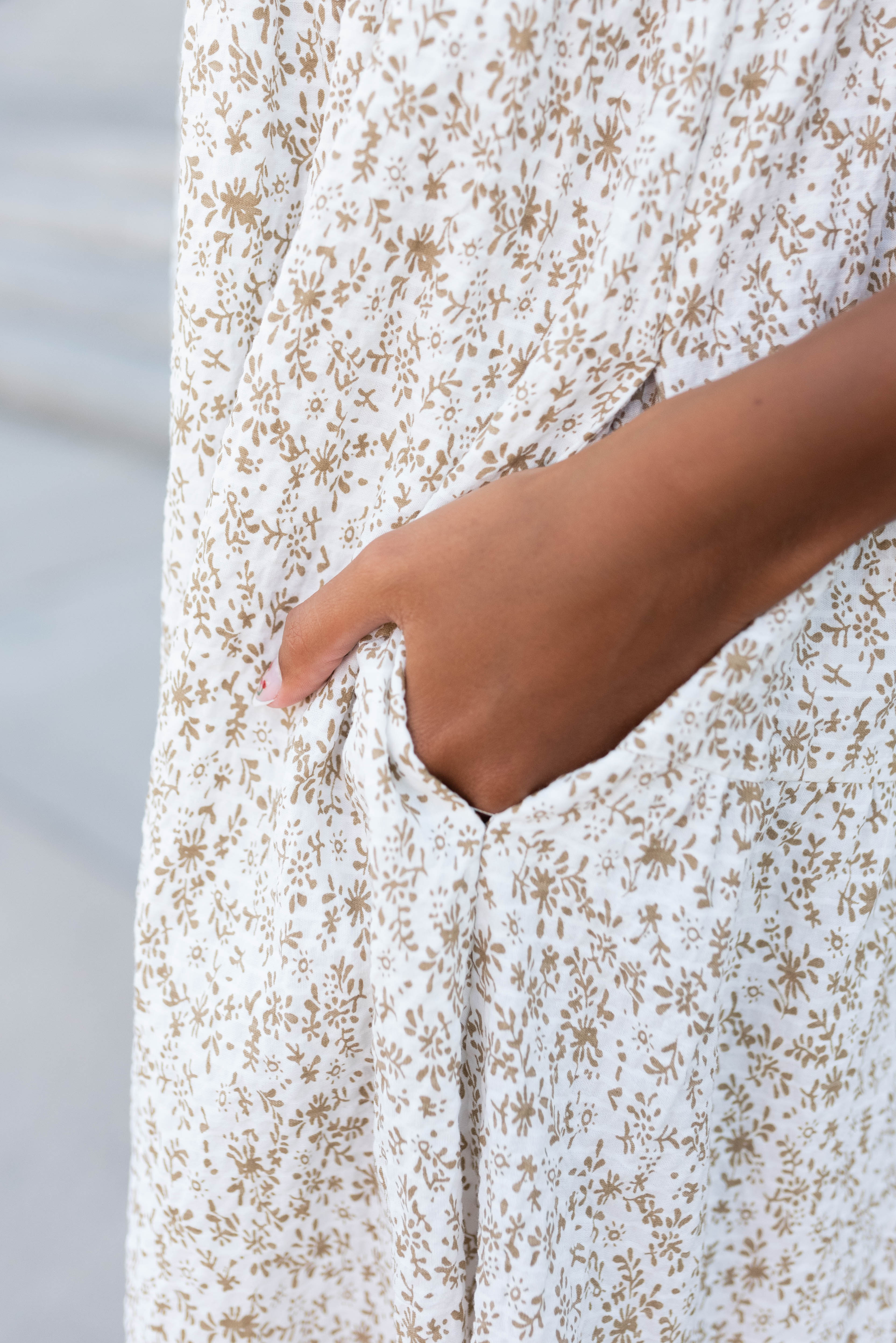 Kamrey Taupe Floral Button Dress