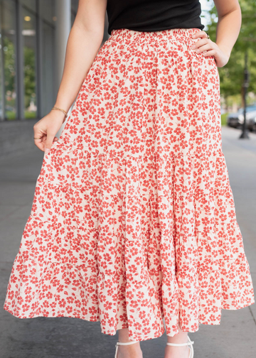 Karin Maroon Floral Skirt