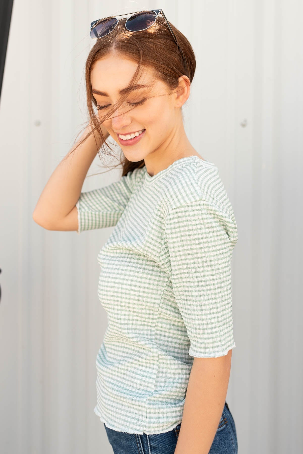 Kate Sage Plaid Top