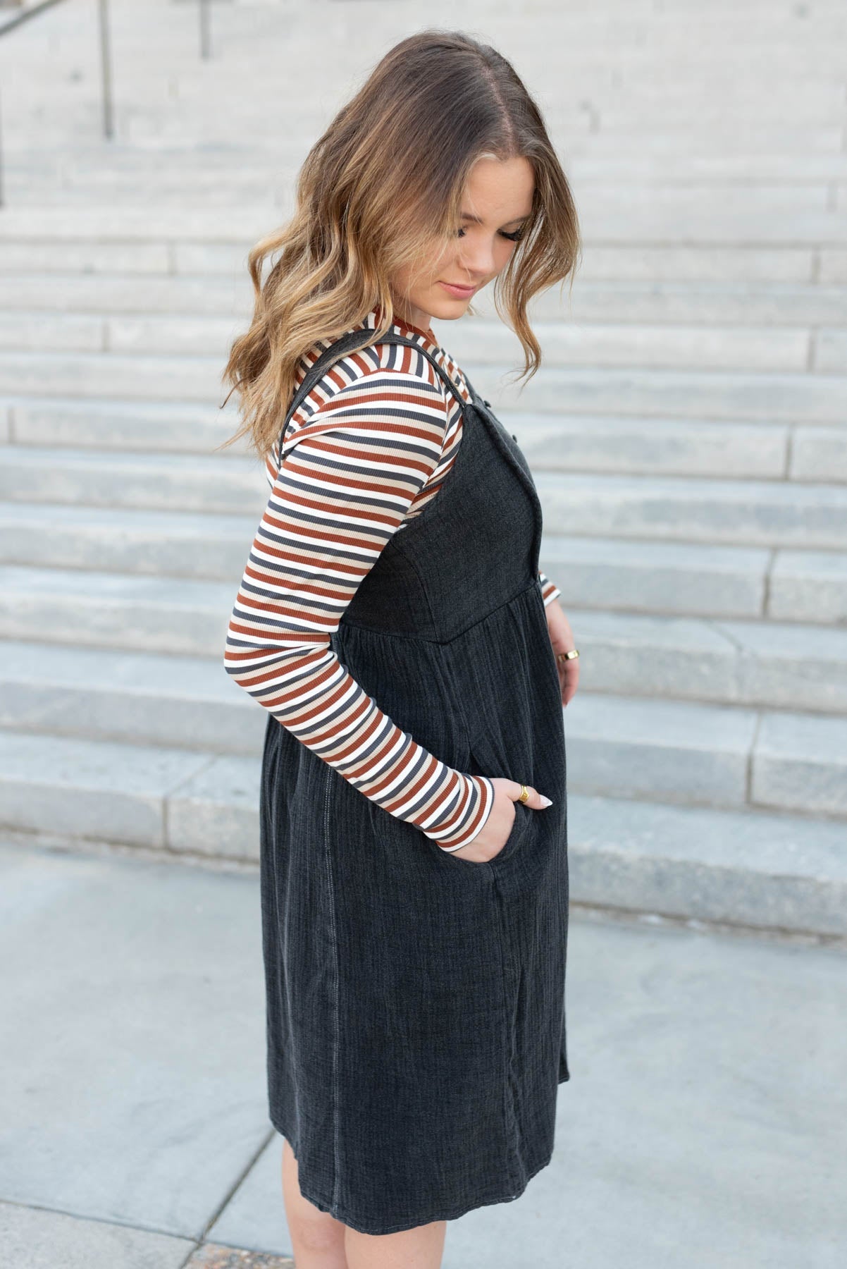 Katie Black Wash Jumper Dress