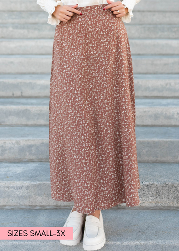 Kaylan Chestnut Floral Skirt