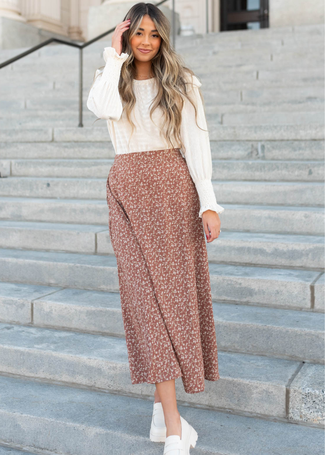Kaylan Chestnut Floral Skirt