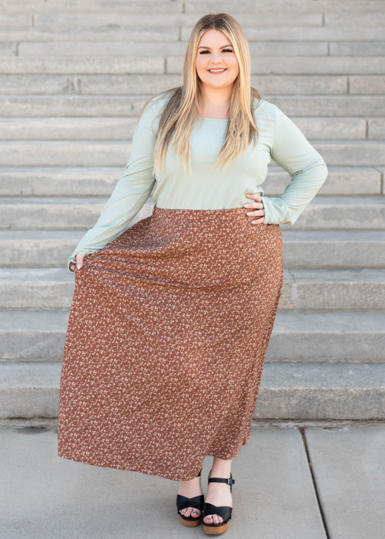 Kaylan Chestnut Floral Skirt