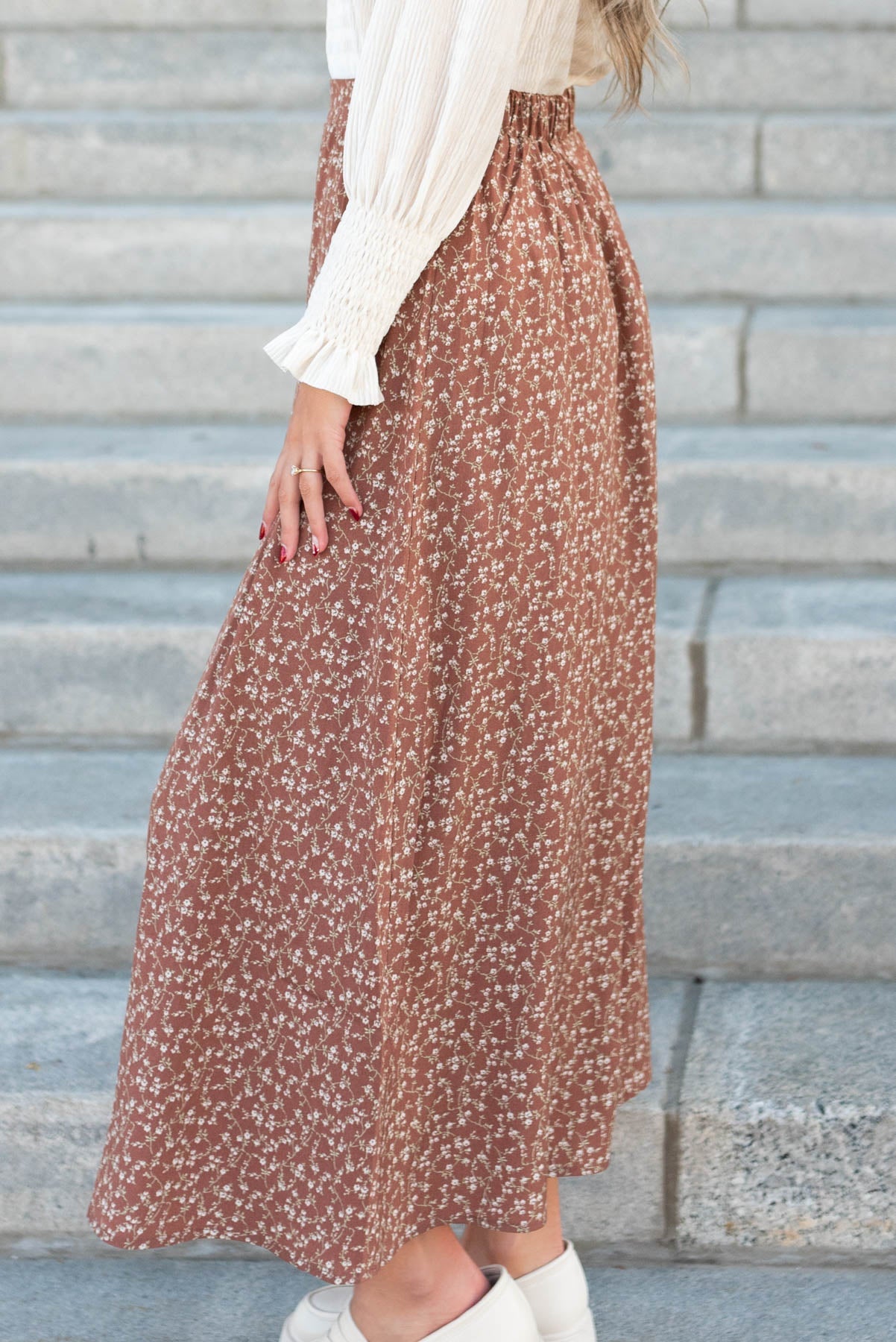 Kaylan Chestnut Floral Skirt