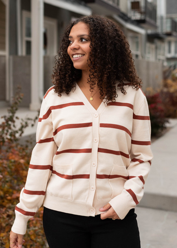 Kaylen Oat Stripe Cardigan