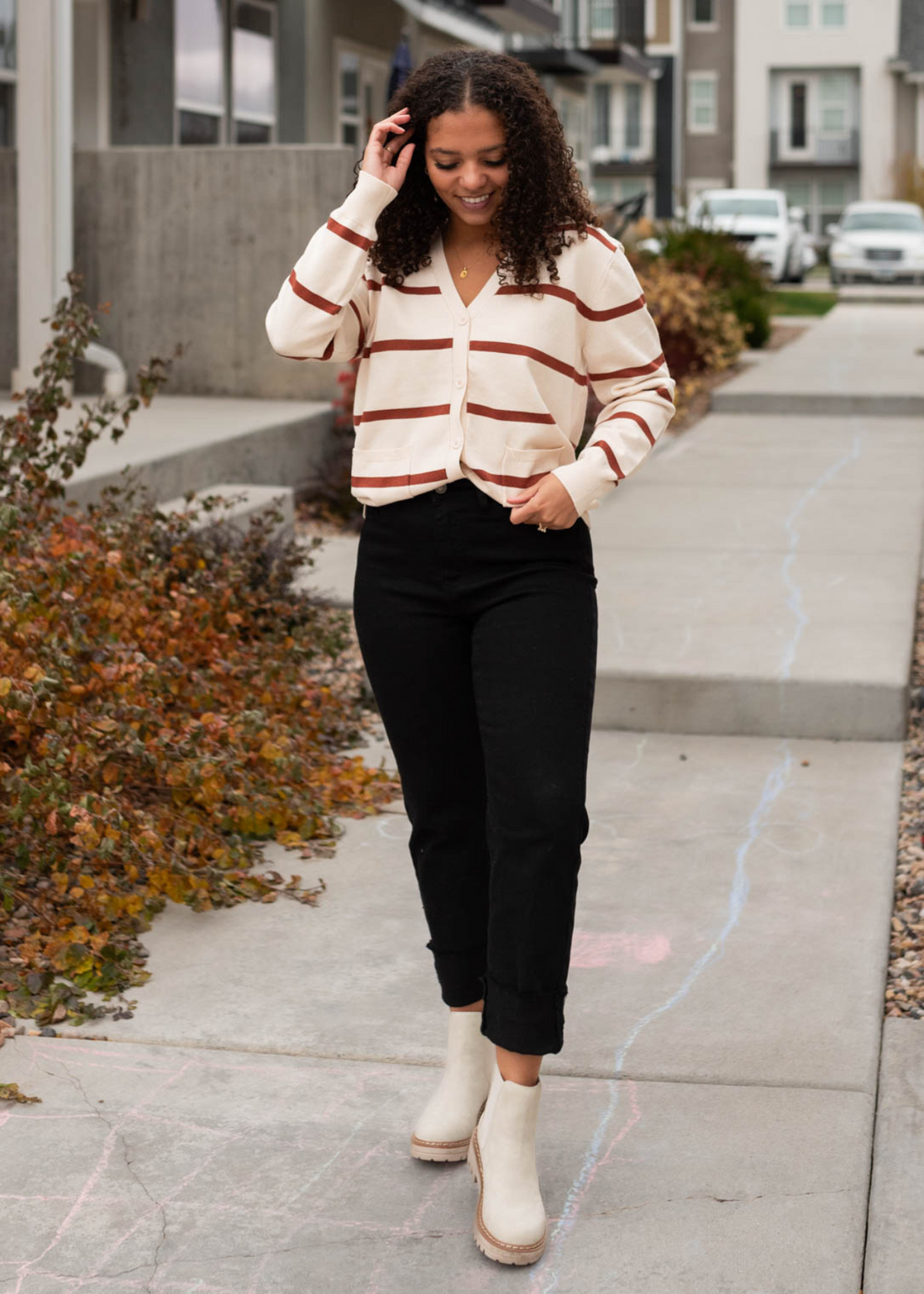 Kaylen Oat Stripe Cardigan