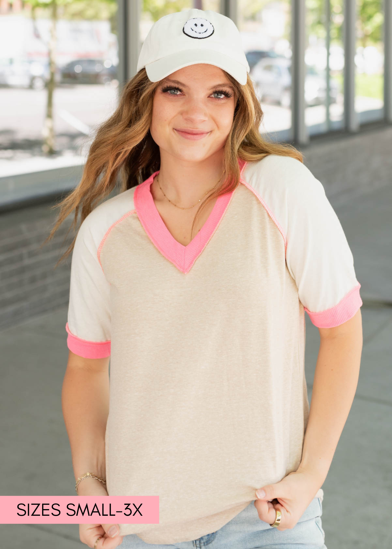 Kendall Taupe Pink Color Block Top